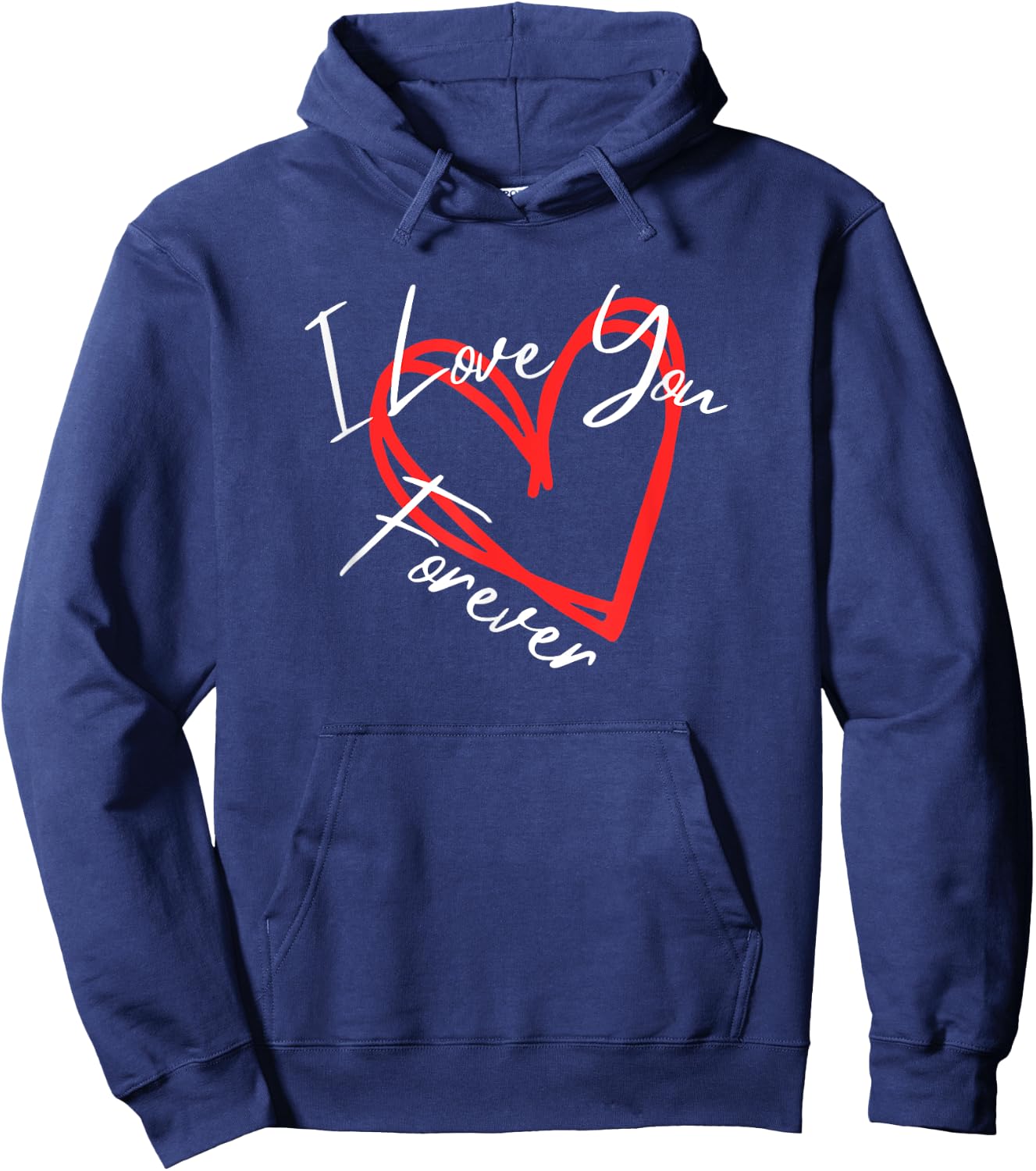 I Love You Forever - I Love You More heart design Hoodie - Hoodie | Navy