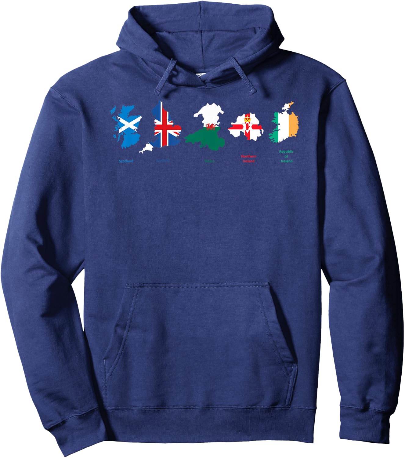 British Isles Sea Ireland Scotland Wales England Map Coins Hoodie - Hoodie | Navy