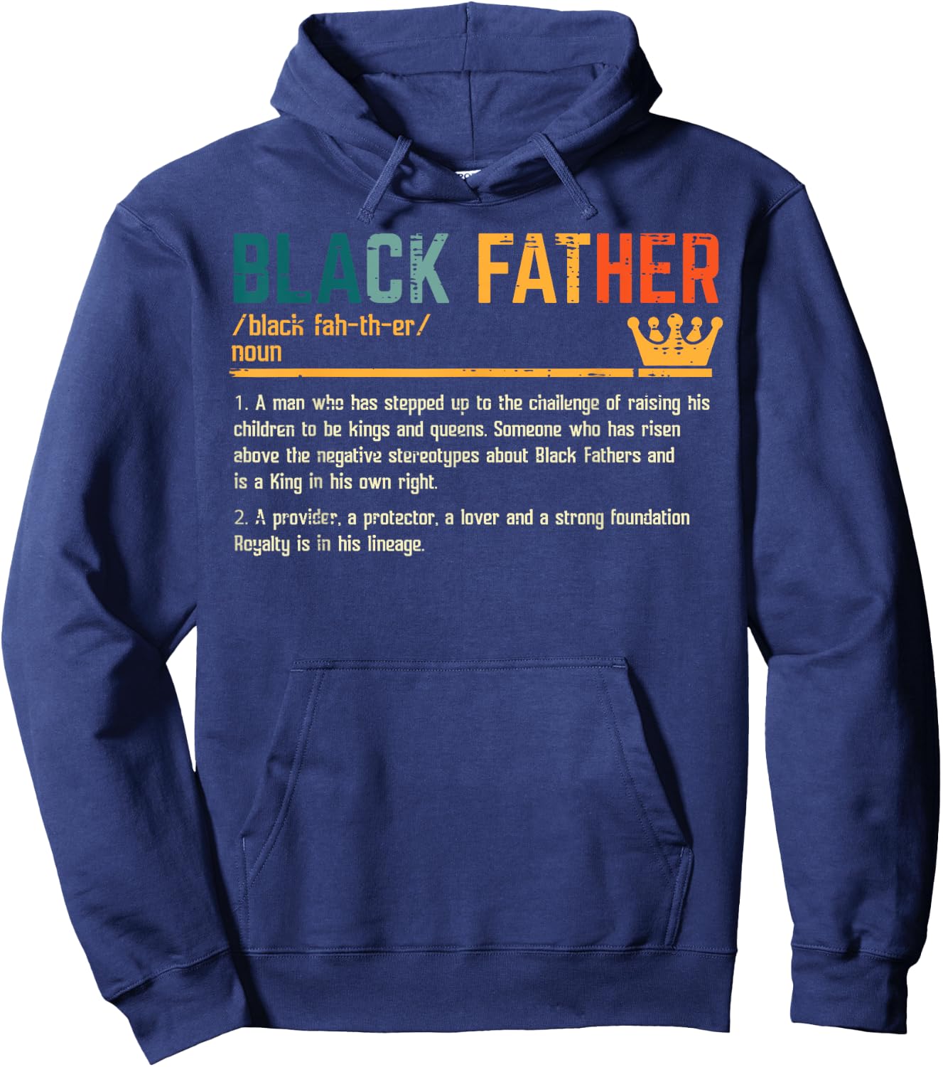 Fathers Day Black Father Definition African American Dad Hoodie - Hoodie | Navy