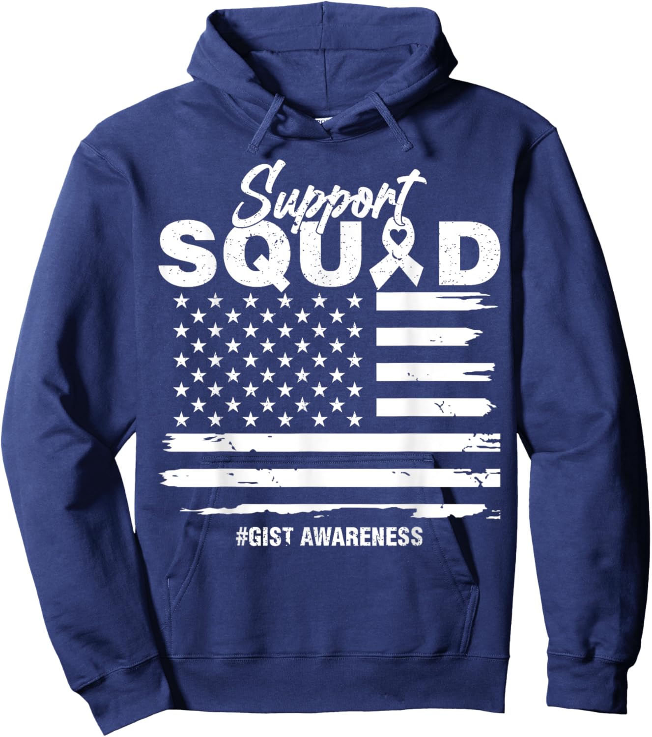 USA Flag Purple Ribbon Support GIST Awareness Squad Men Hoodie - Hoodie | Navy