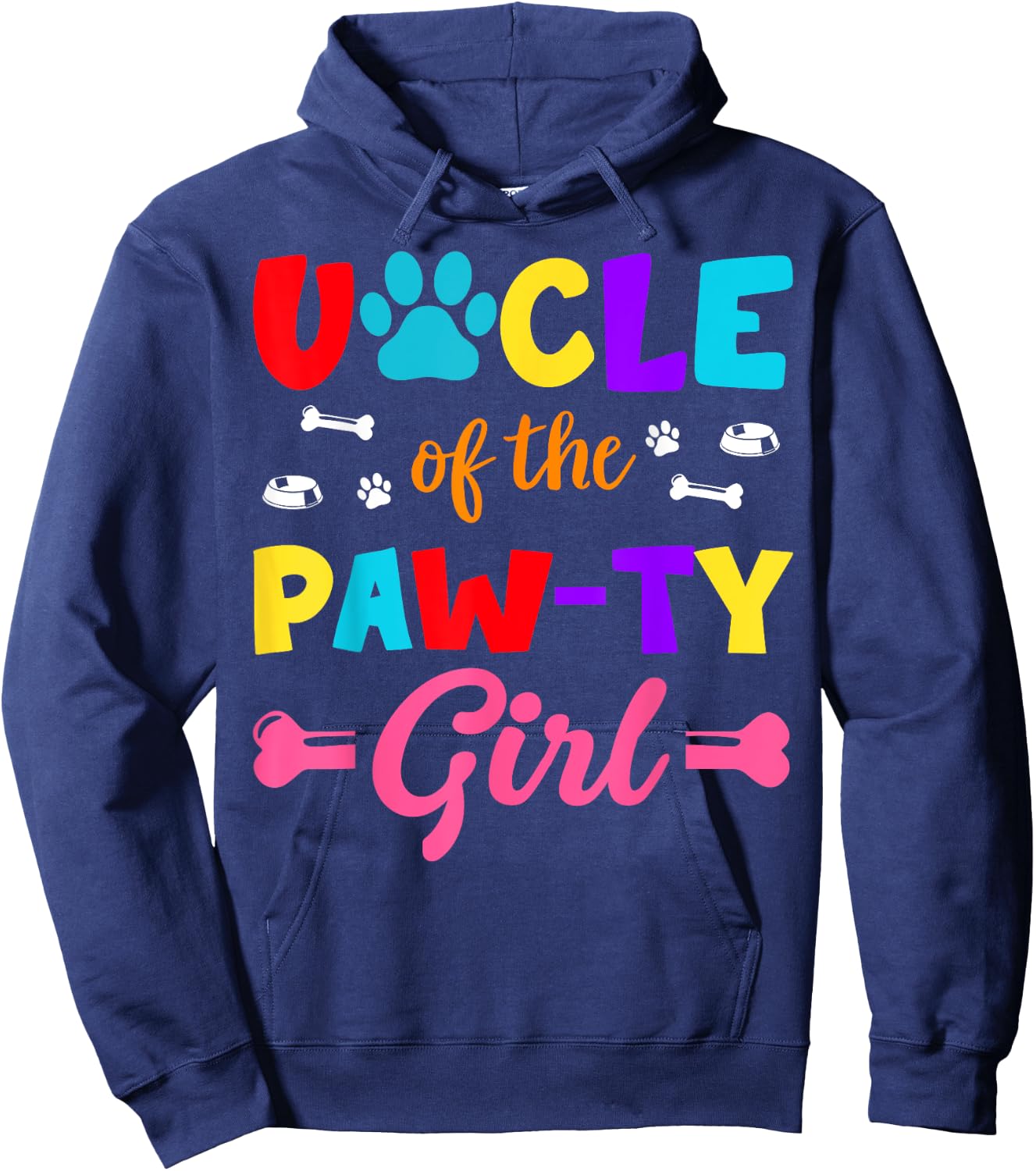 Uncle Of The Paw-ty Girl Dog Family Matching Party Hoodie - Hoodie | Navy
