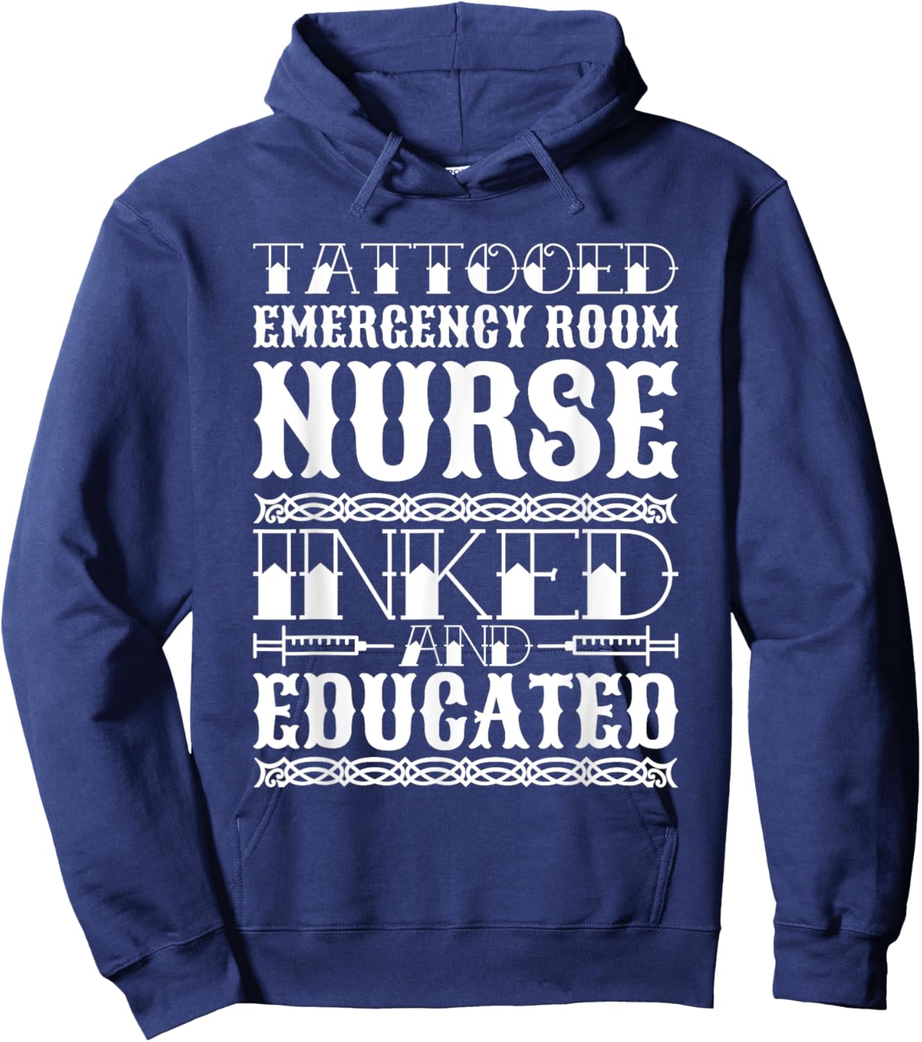 Emergency Room Nurse Tattoo Lover Hospital ER Nursing Hoodie - Hoodie | Navy