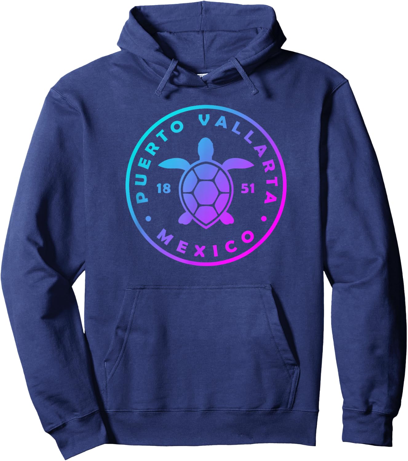 Puerto Vallarta Mexico Sea Turtle Colorful Vacation Souvenir Hoodie - Hoodie | Navy