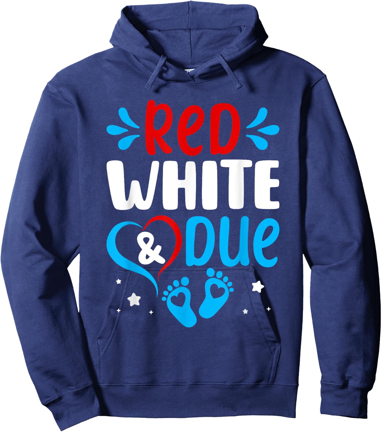 Red White Baby Due Shower 4th Of July Pregnancy Announcement Hoodie - Hoodie | Navy