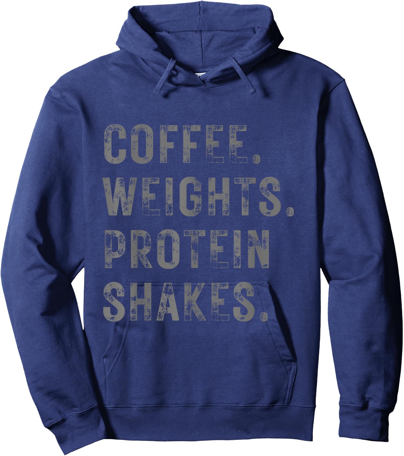Coffee Weights & Protein Shakes. Funny Novelty Workout Gym Hoodie - Hoodie | Navy