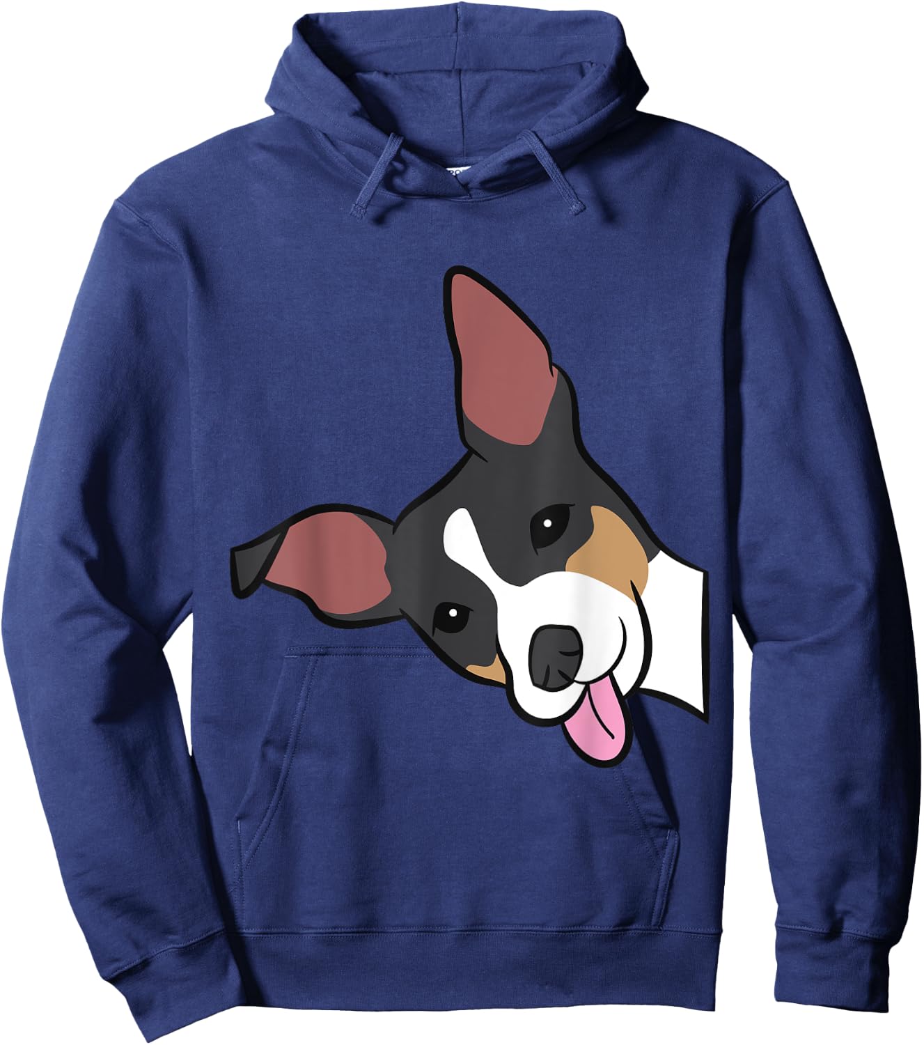 Rat Terrier Dog Peeking From Side Funny Rat Terrier Men Women Girls Kids Hoodie - Hoodie | Navy