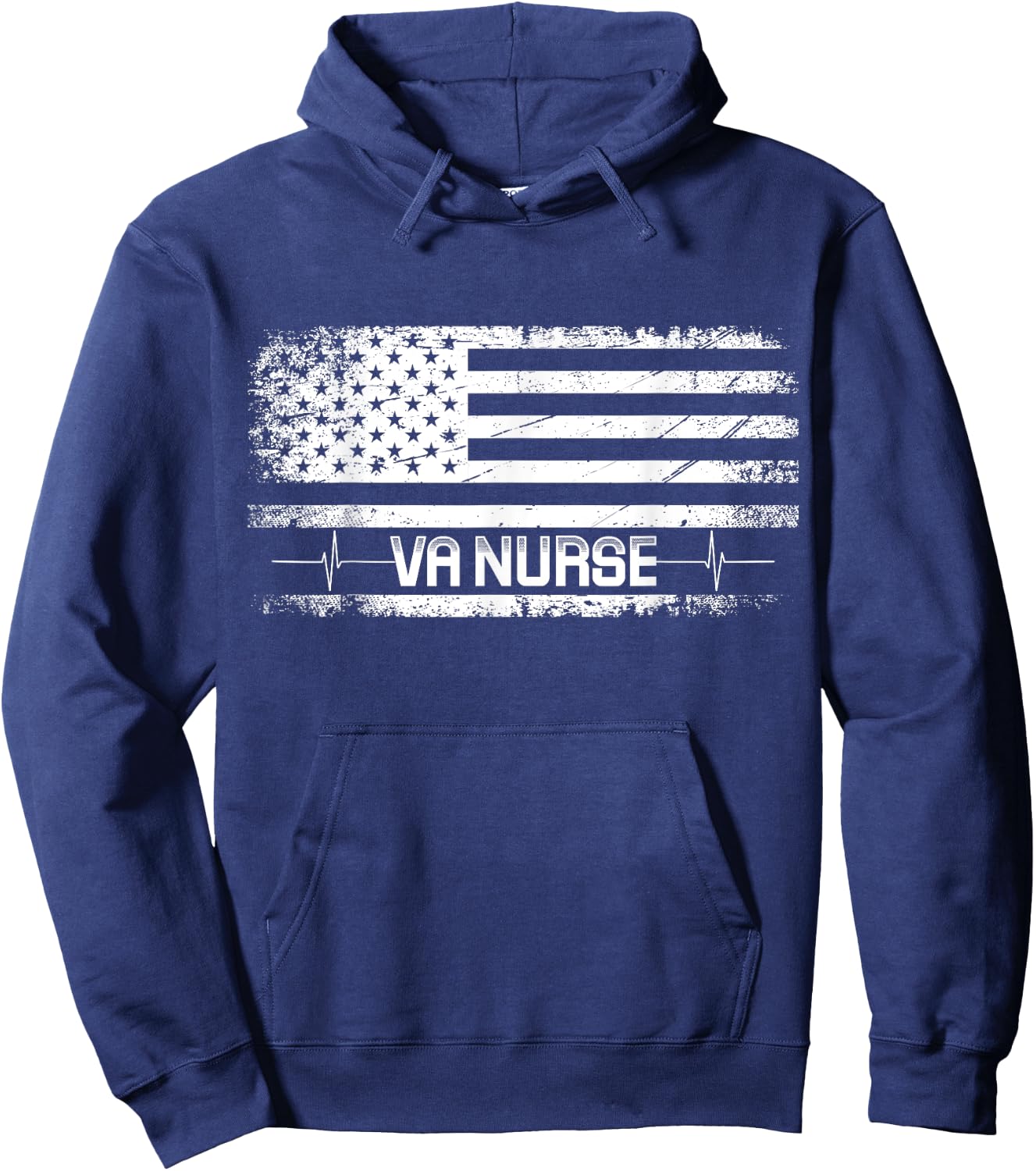 VA Nurse Vintage Patriotic American Flag USA 4th of July Hoodie - Hoodie | Navy