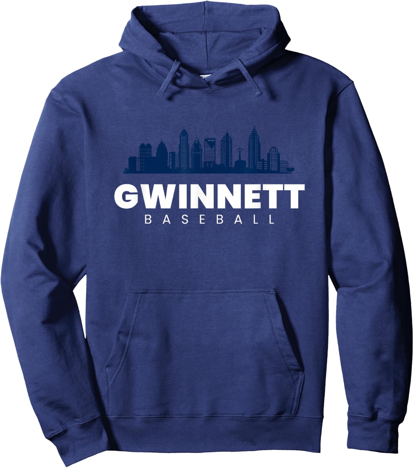 Gwinnett Baseball Vintage City Skyline Retro Baseball Lover Hoodie - Hoodie | Navy