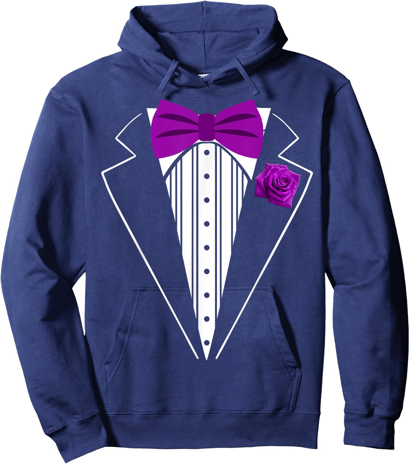 Kids Adult Purple Bowtie Tuxedo, Toddler Costume Youth Tux Hoodie - Hoodie | Navy