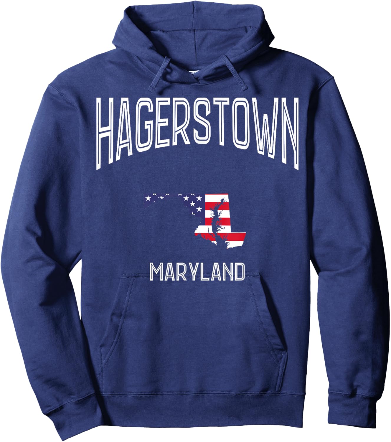 Hagerstown Maryland MD Throwback Vintage USA Flag Hoodie - Hoodie | Navy