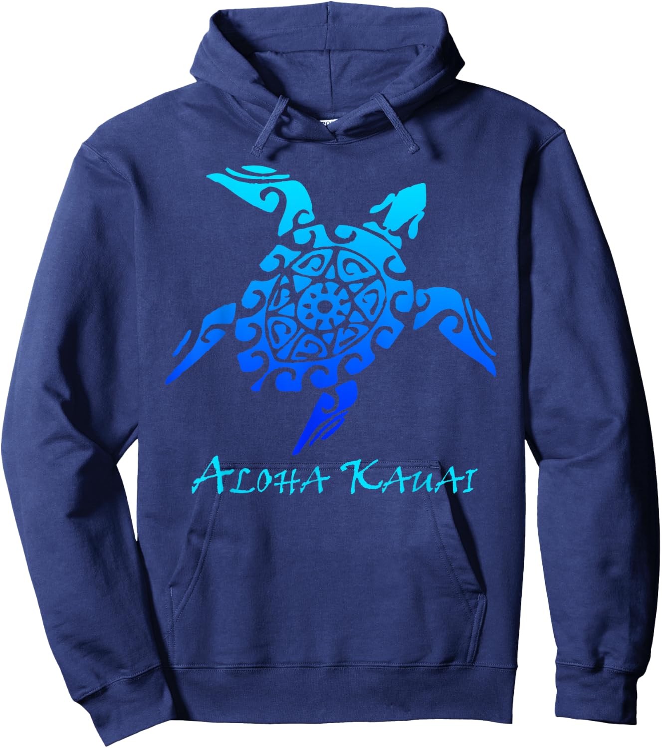 Aloha Kauai Vintage Hawaiian Island Tribal Turtle Hoodie - Hoodie | Navy