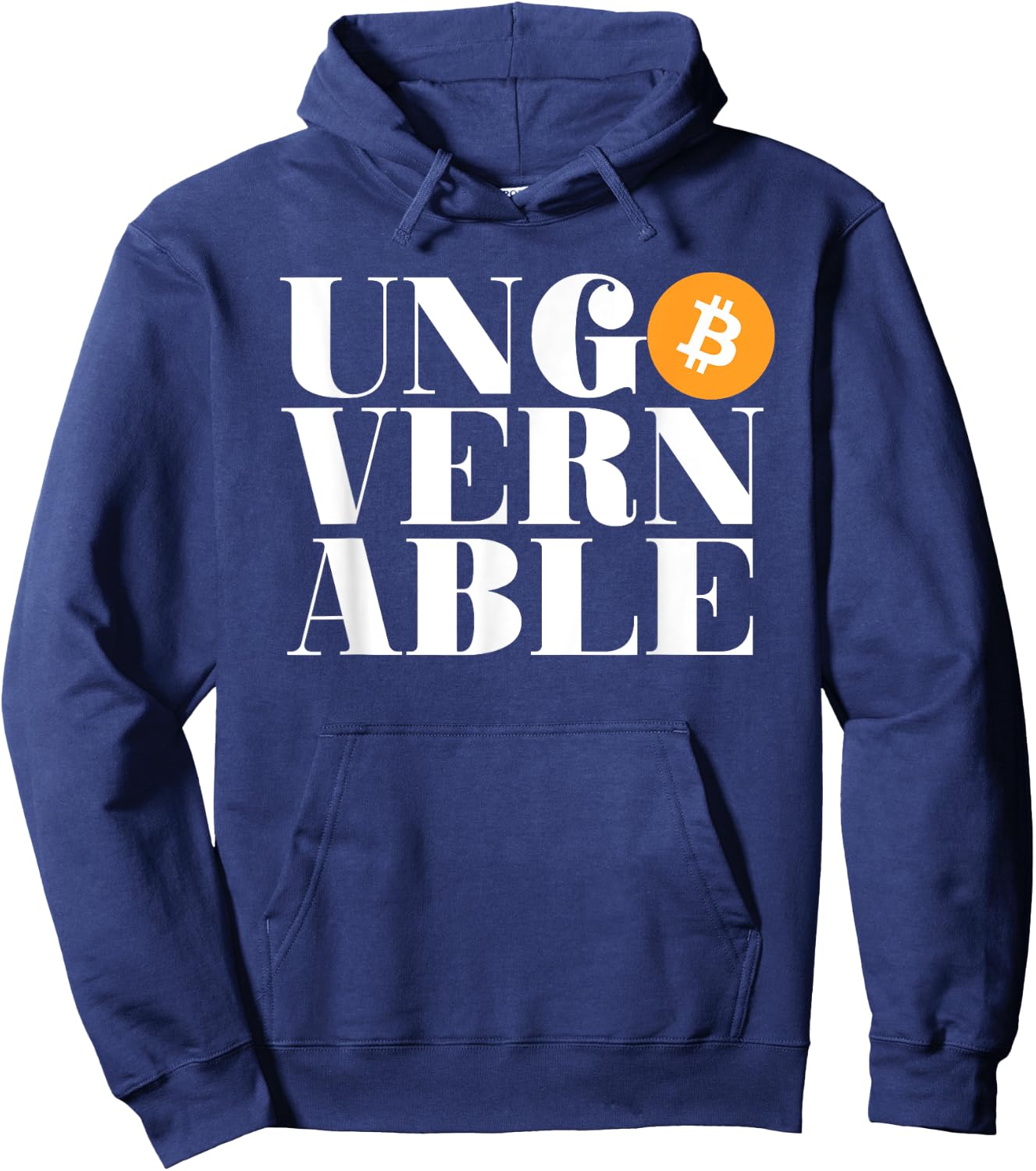 Ungovernable Bitcoin (Text Only Typography Print) Hoodie - Hoodie | Navy