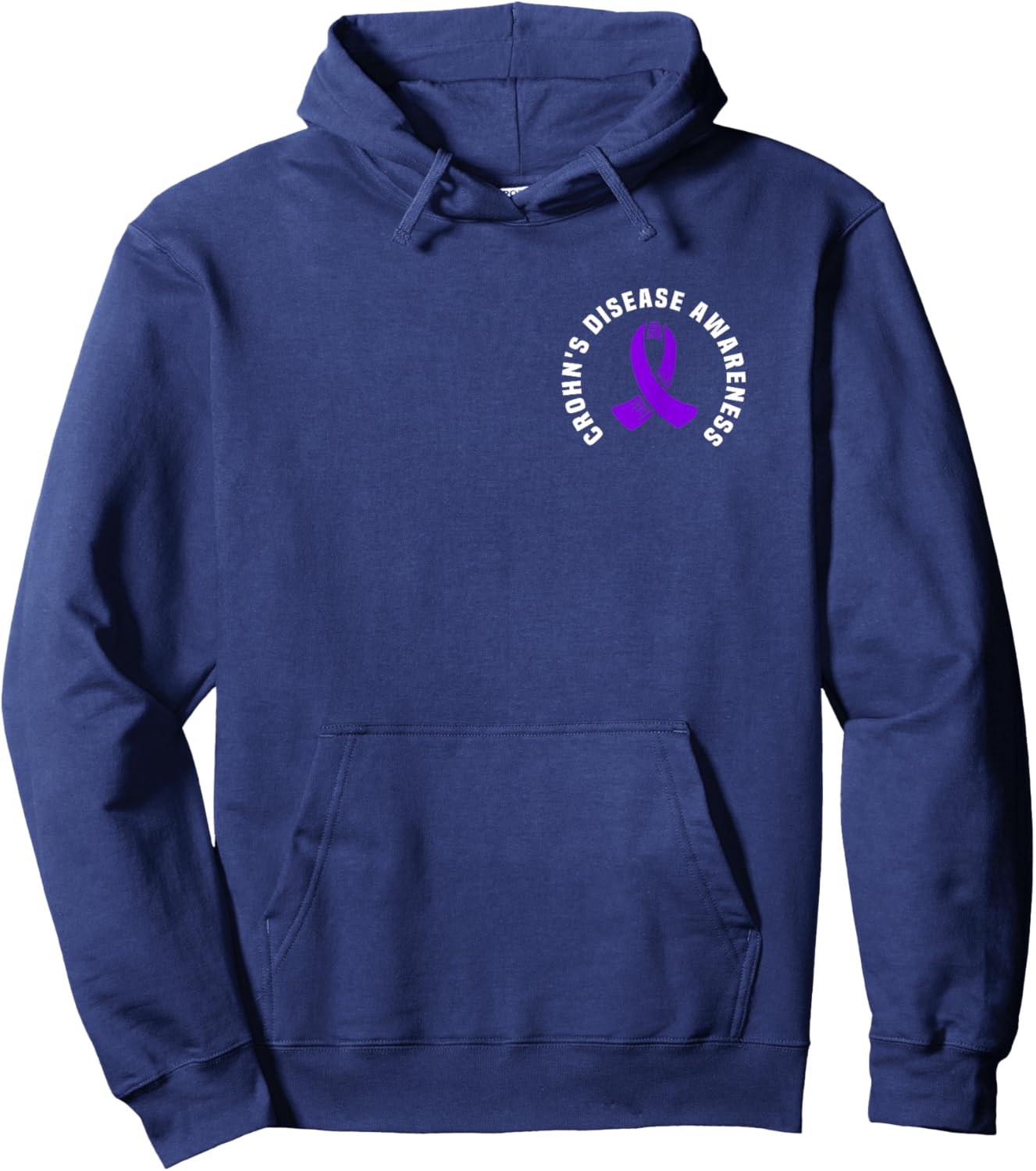 Crohn's Disease Awareness Pocket Outfit Purple Ribbon Hoodie - Hoodie | Navy