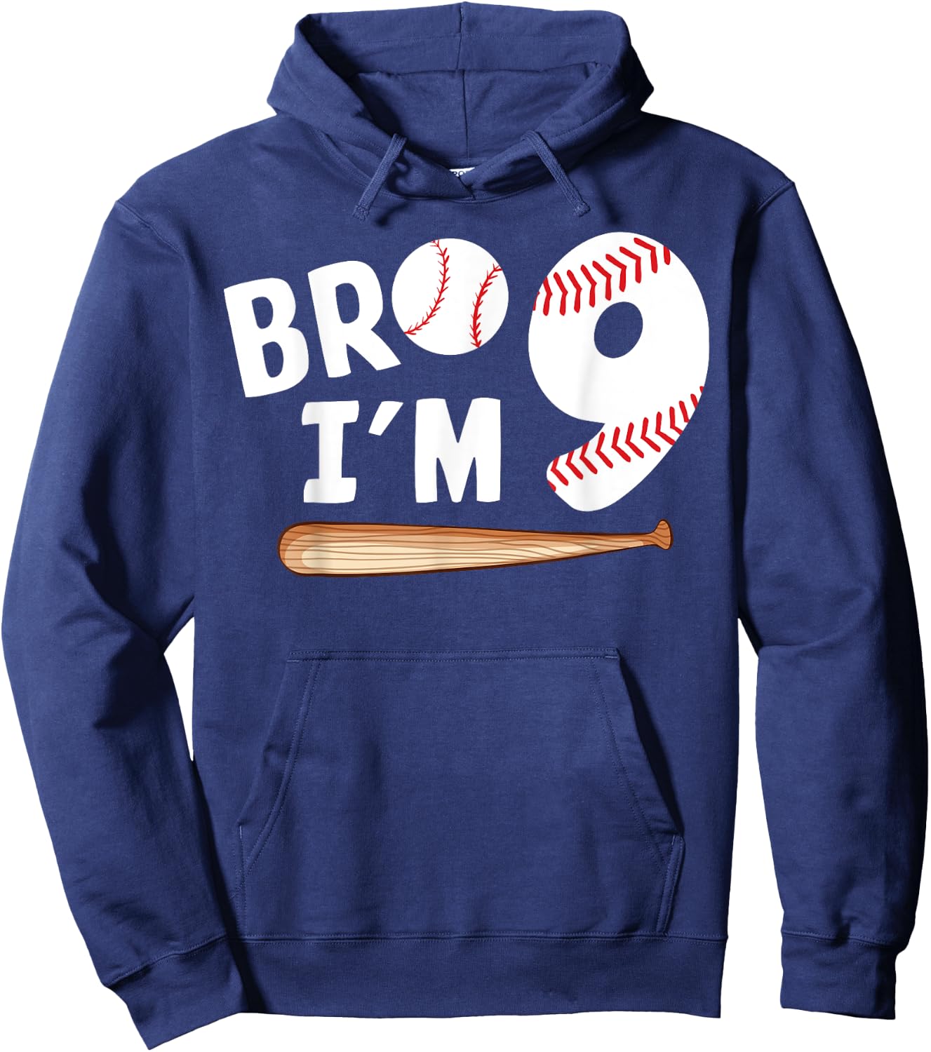 9th Birthday Shirt Boy Bro I'm 9 Year Old Baseball Theme Hoodie - Hoodie | Navy