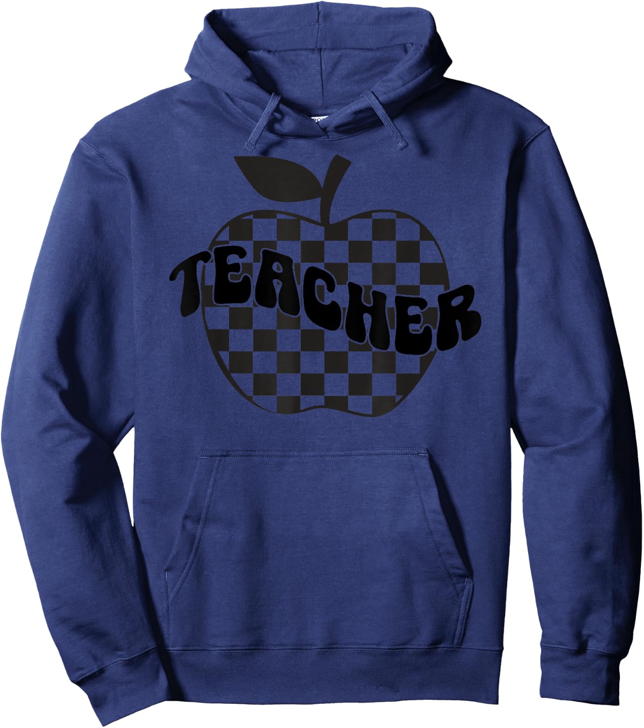 Back to School Checkered Apple Teacher Checkerboard Teacher Women Girls Kids Hoodie - Hoodie | Navy