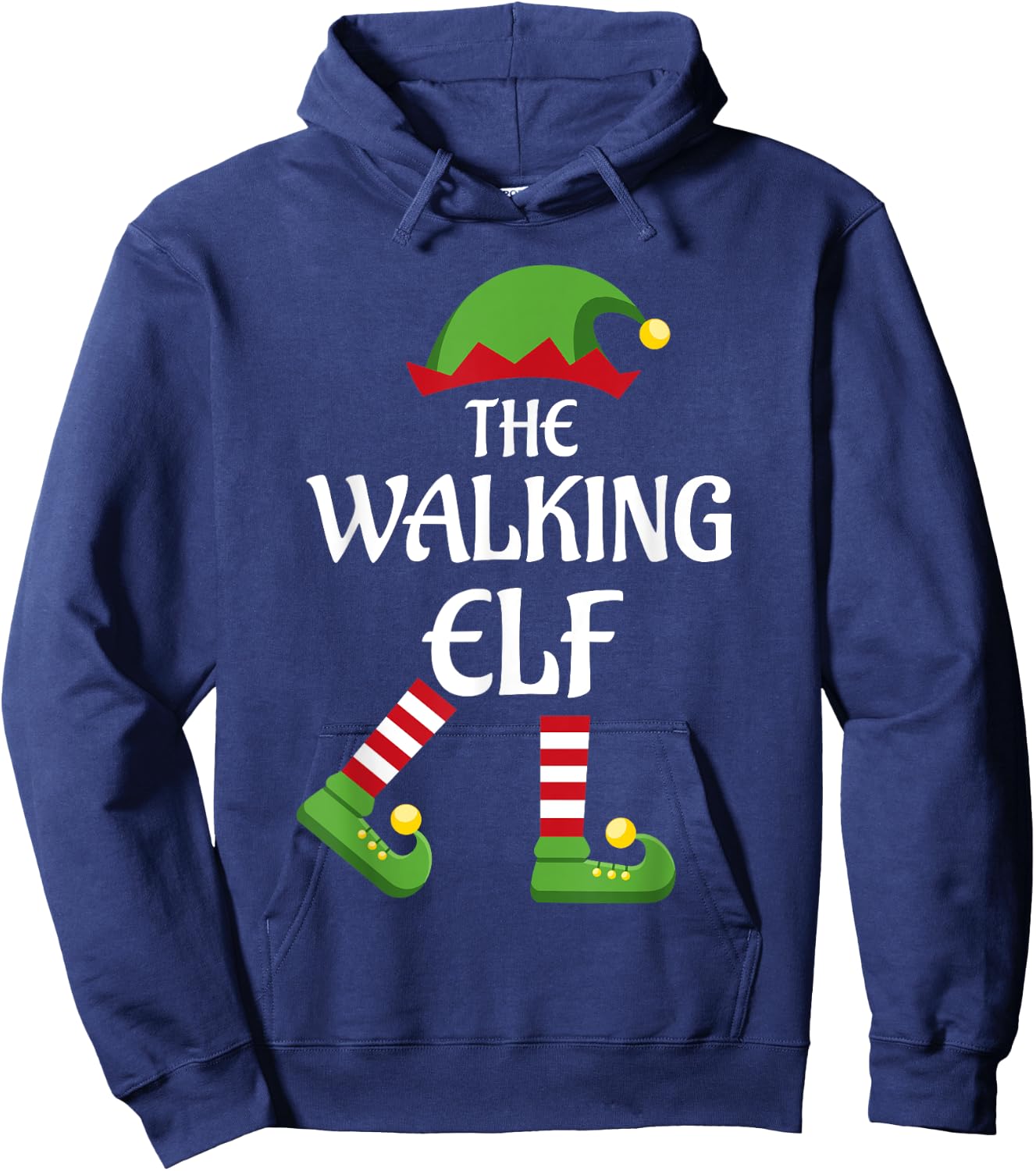 Walking Elf Family Matching Group Christmas Hoodie - Hoodie | Navy