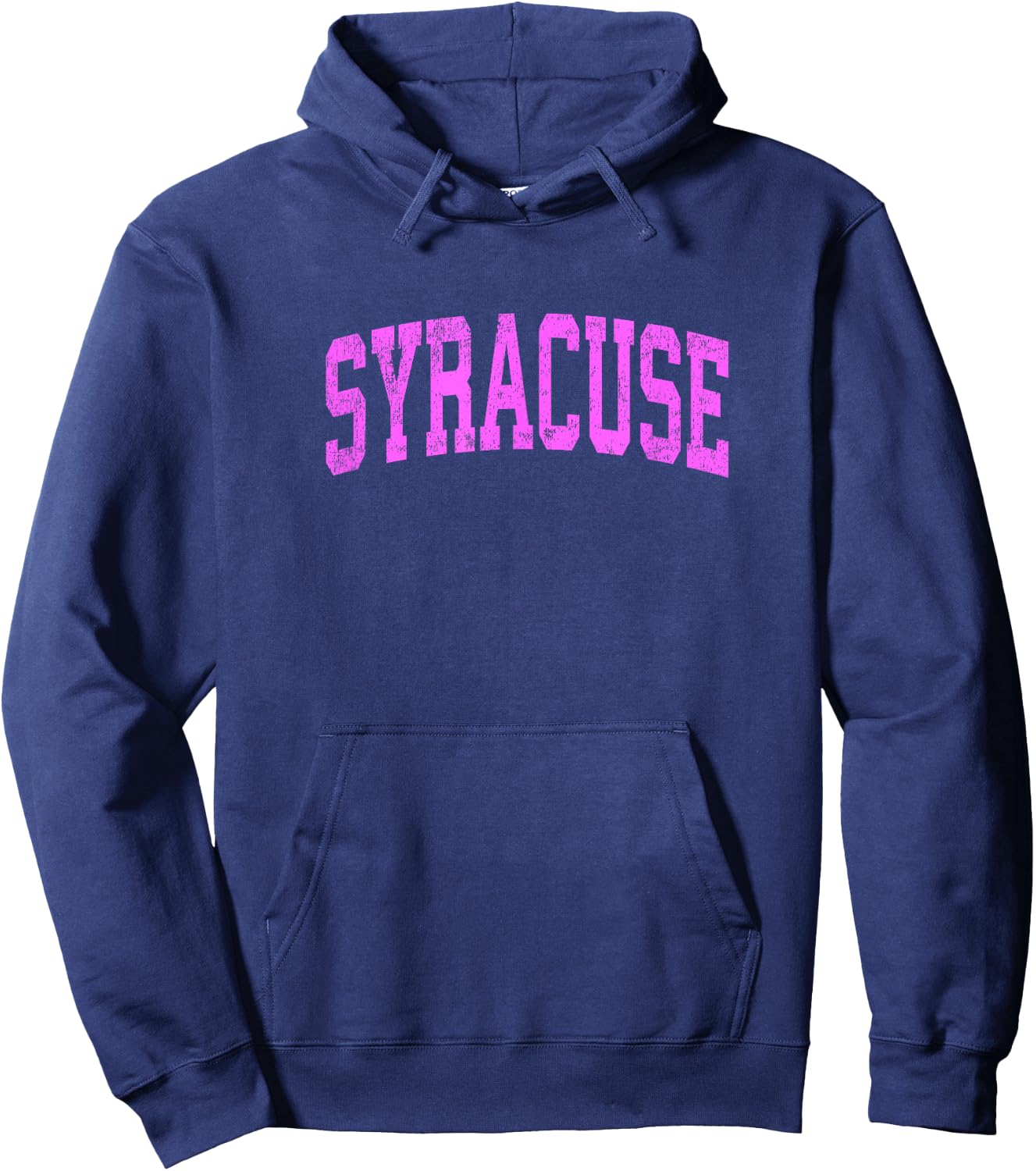 Syracuse New York NY Vintage Athletic Sports Pink Design Hoodie - Hoodie | Navy