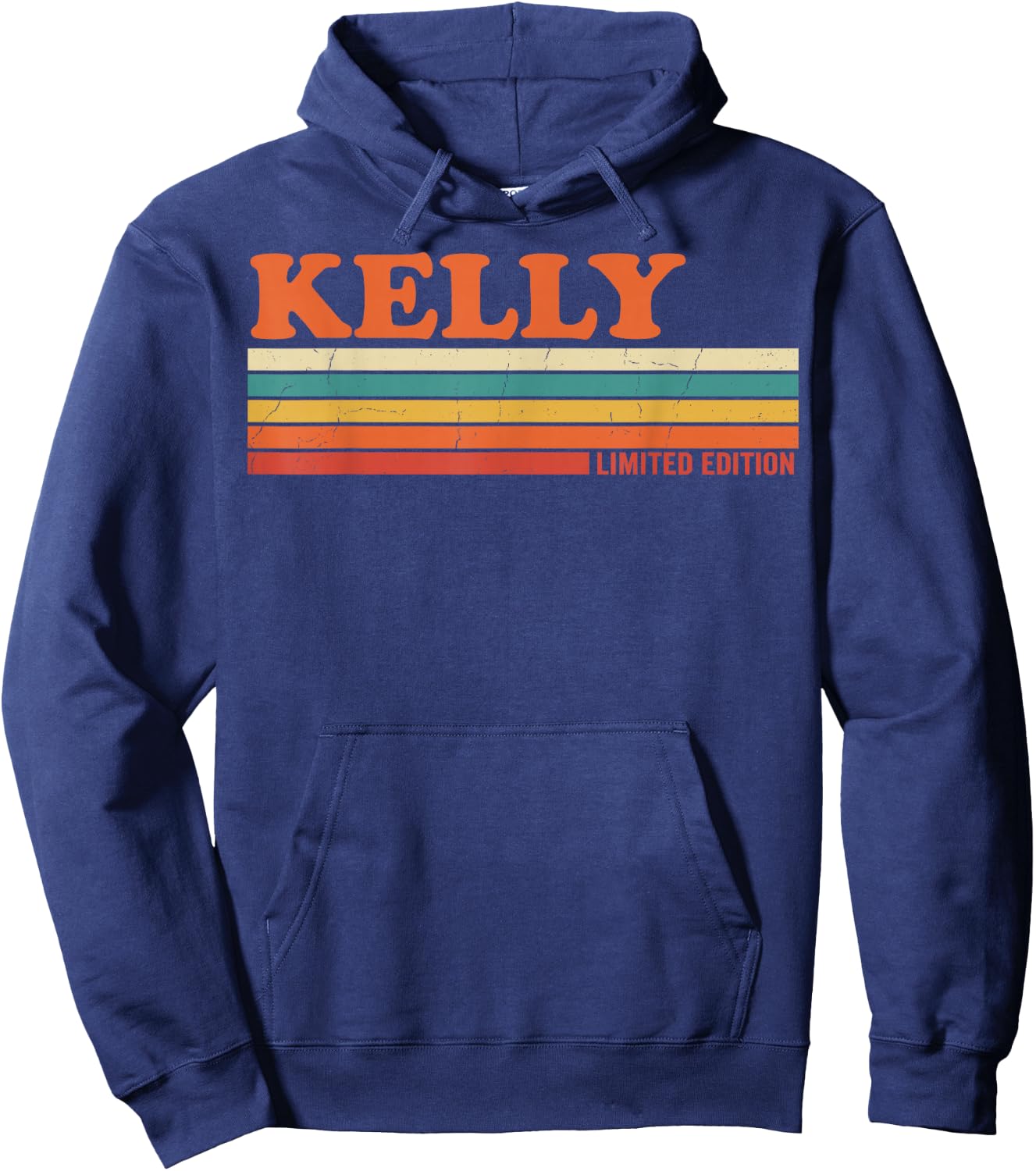 Kelly Retro Personalized First Name Vintage Stripes Hoodie - Hoodie | Navy