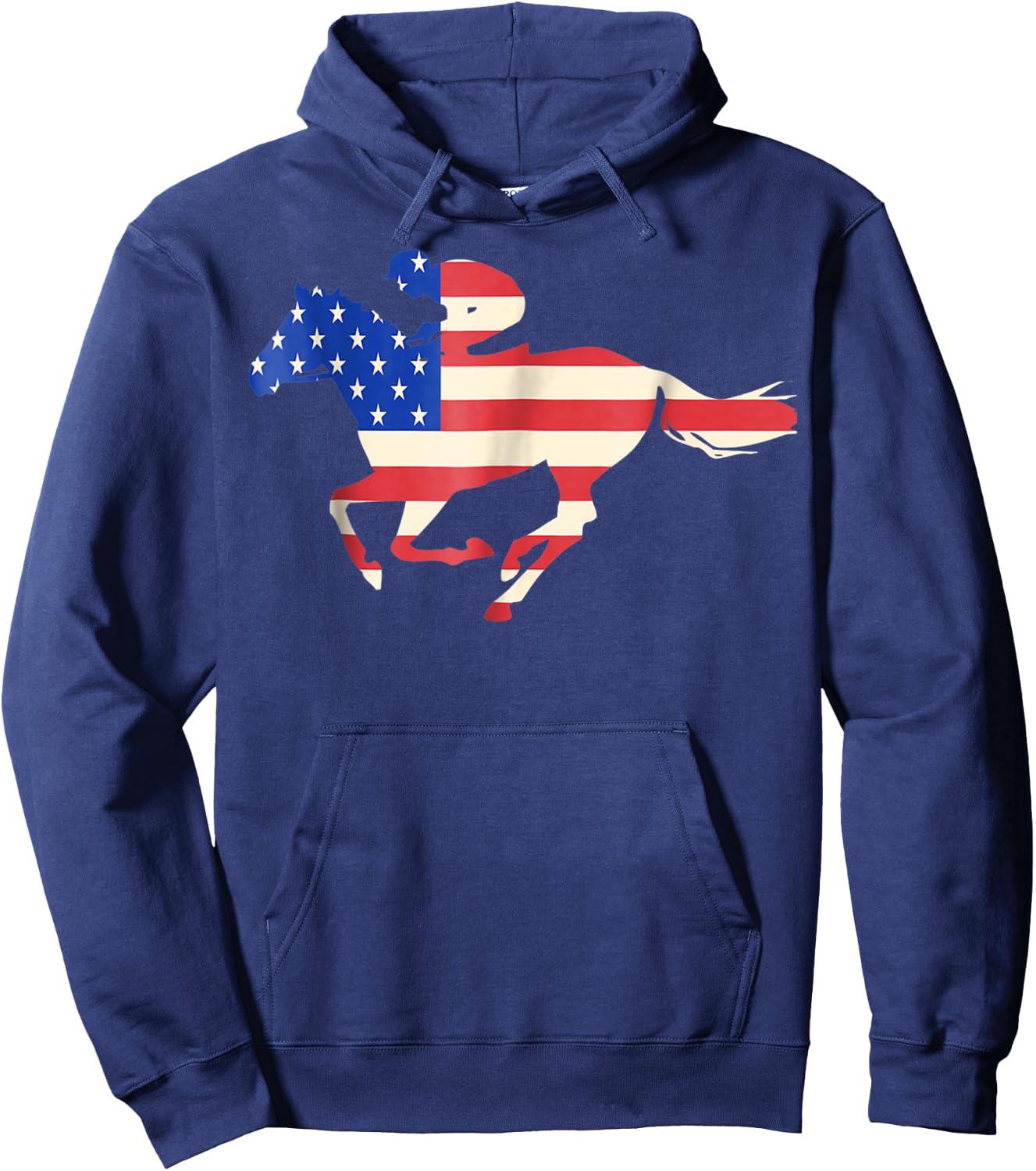 Horse Racing American Flag Equestrian Jockey Women Girls Kids Men Hoodie - Hoodie | Navy