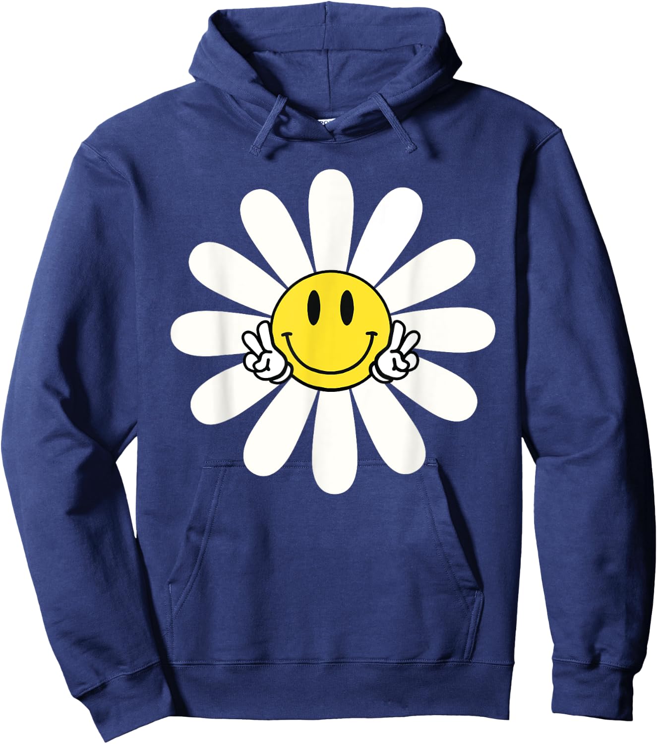 Nice white Daisies Flower Cute Daisies Flower Smile Face Hoodie - Hoodie | Navy