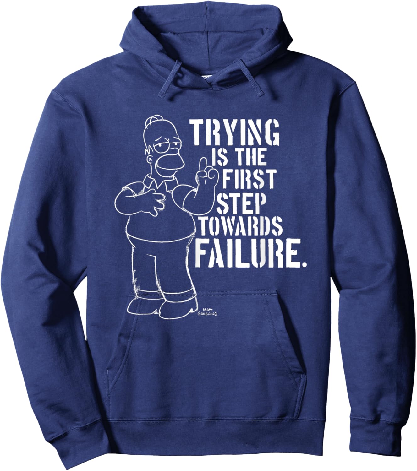 The Simpsons Homer Quote Trying Is The First Step Chest Logo Hoodie - Hoodie | Navy