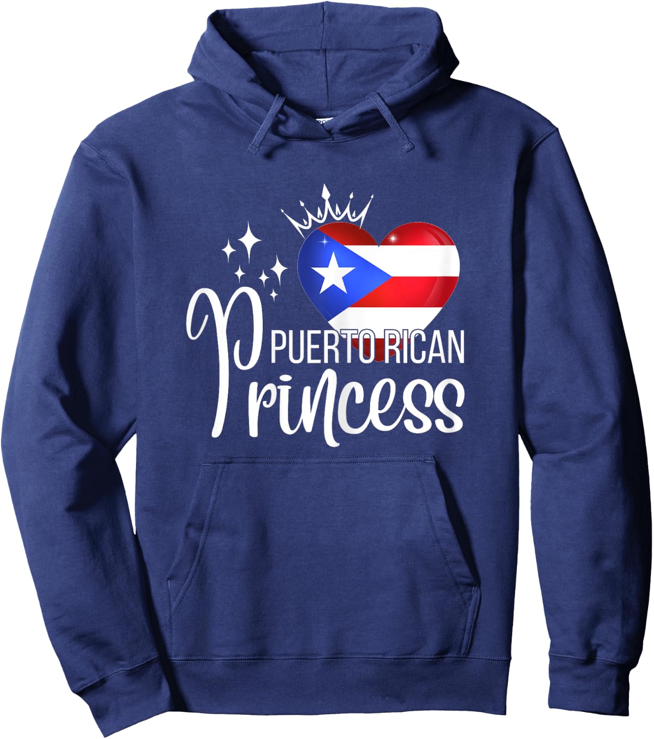 Boricua Flag Co Puerto Rican Princess , Female X-Small, Black Hoodie - Hoodie | Navy