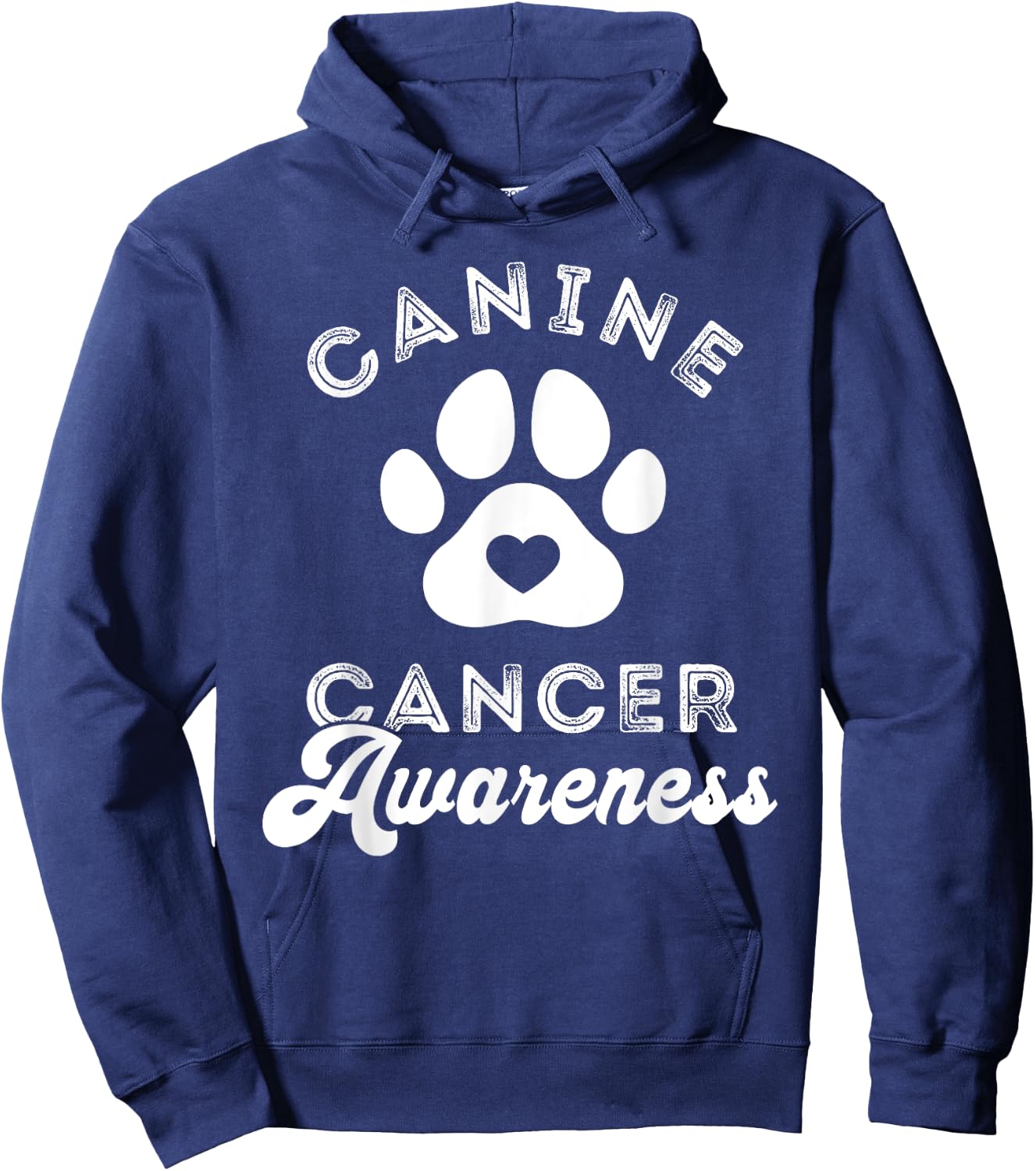 Canine Cancer Awareness Pet Awareness Heart Paw Print Hoodie - Hoodie | Navy