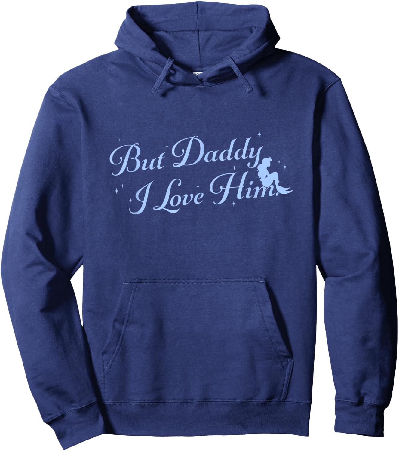 Disney The Little Mermaid But Daddy I Love Him Big Text Logo Hoodie - Hoodie | Navy