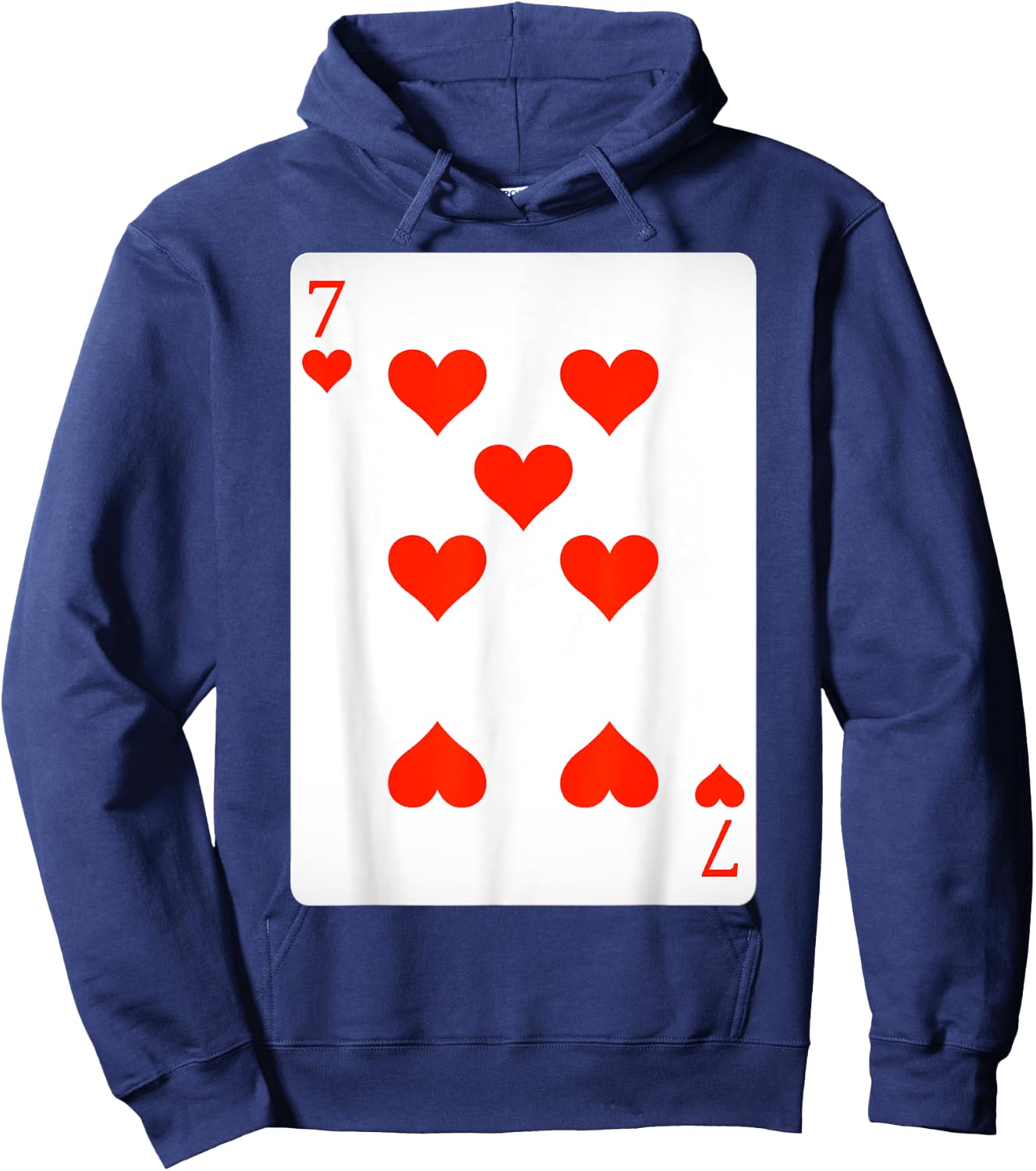 7 Seven of Hearts Playing Cards Shirt Easy Halloween Costume Hoodie - Hoodie | Navy