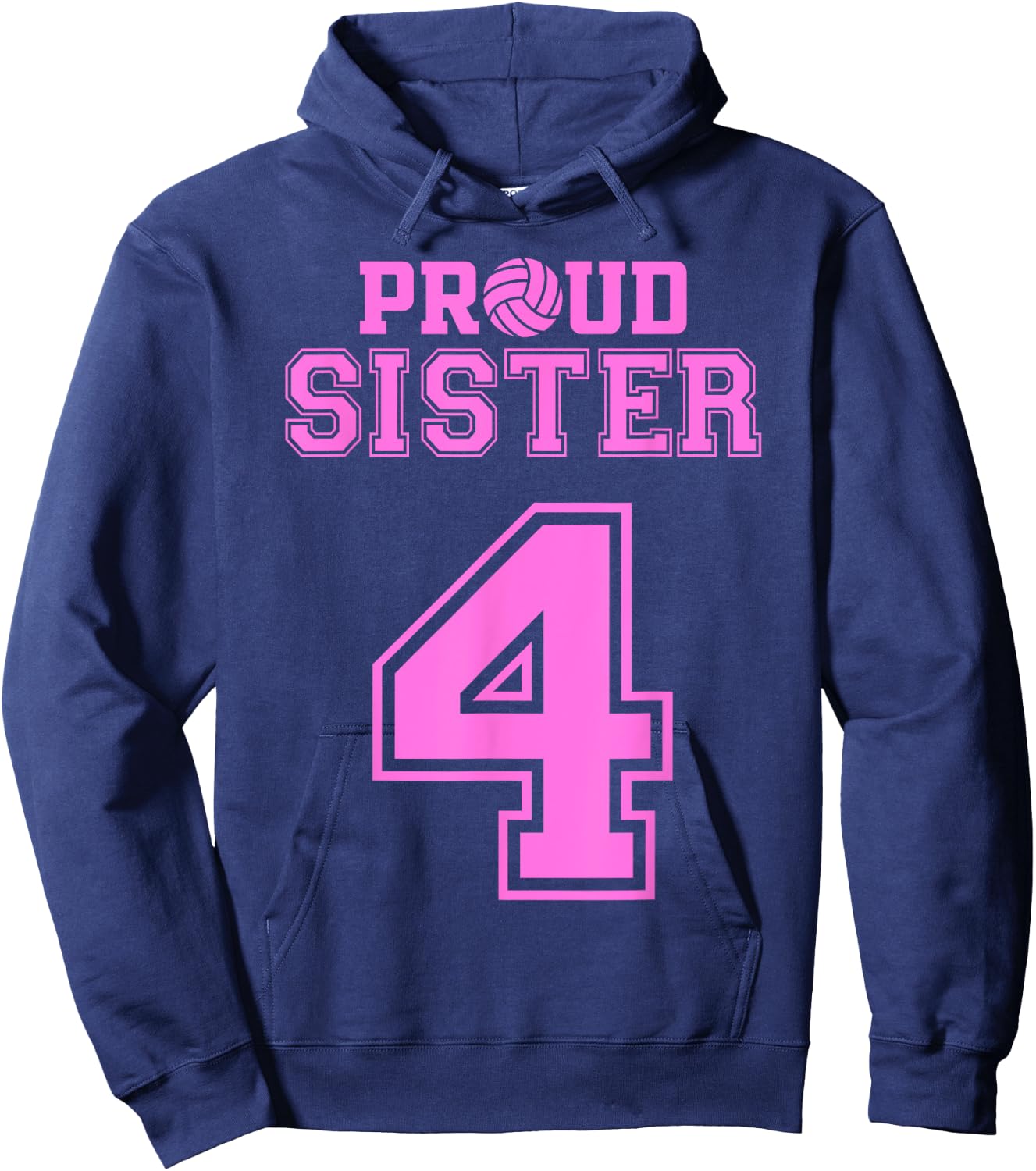 Proud Volleyball Sister Number 4 P Hoodie - Hoodie | Navy