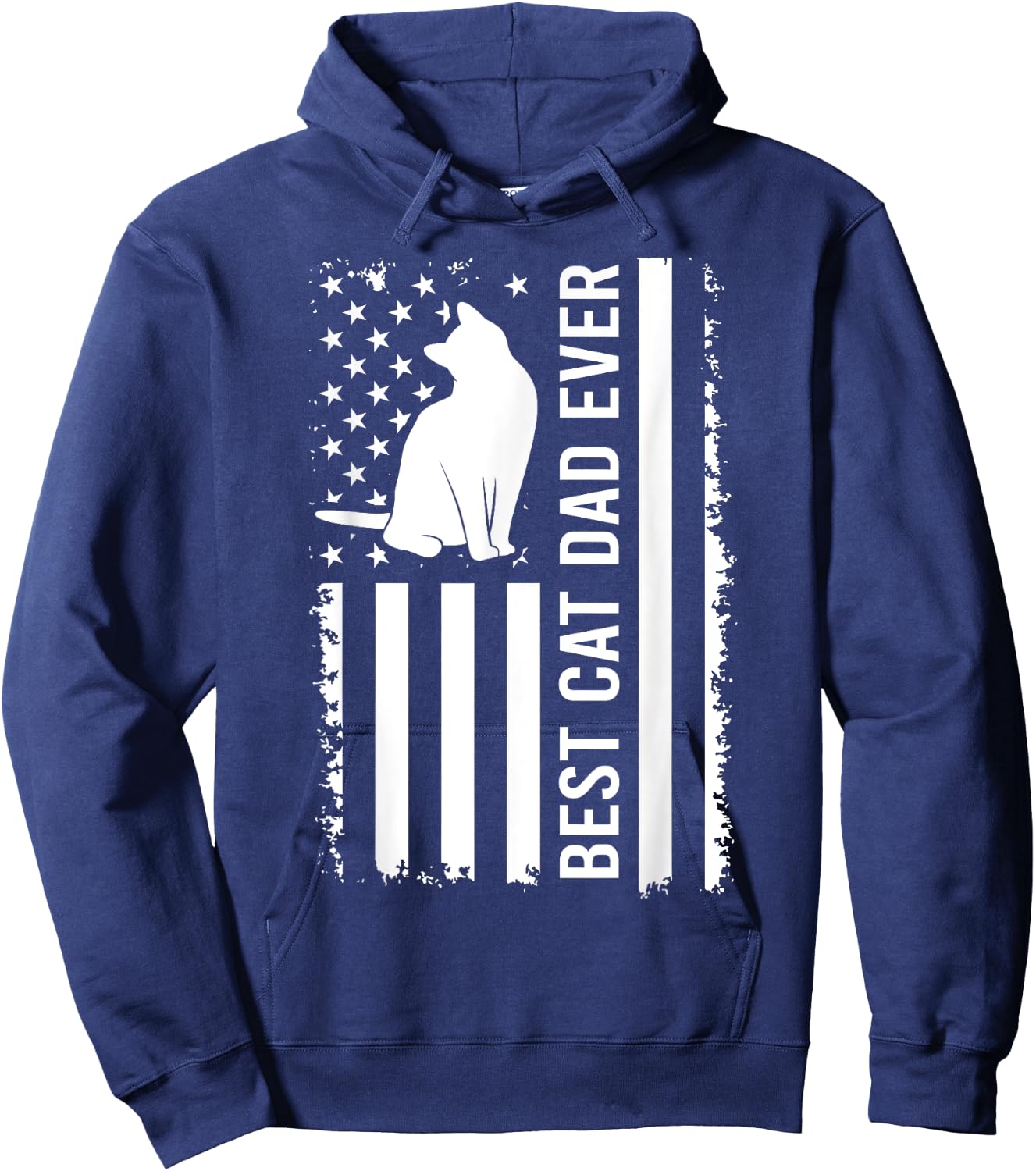 Men's Cat Dad US Flag Kitty Daddy Dad Christmas Fathers Day Hoodie - Hoodie | Navy