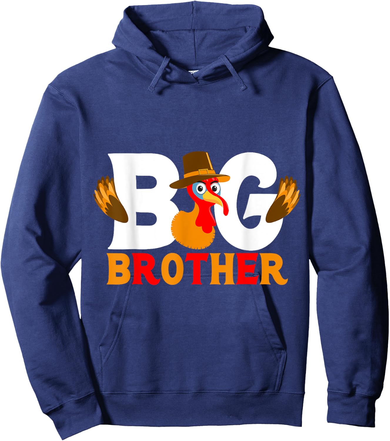 Big Brother Thanksgiving Baby Cute Turkey Kids Toddlers Hoodie - Hoodie | Navy