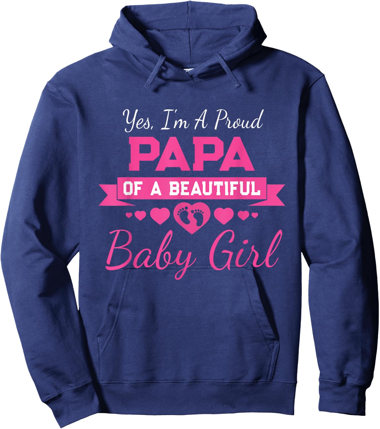 New Baby Announcement Proud Girl Grandpa Proud Papa Hoodie - Hoodie | Navy