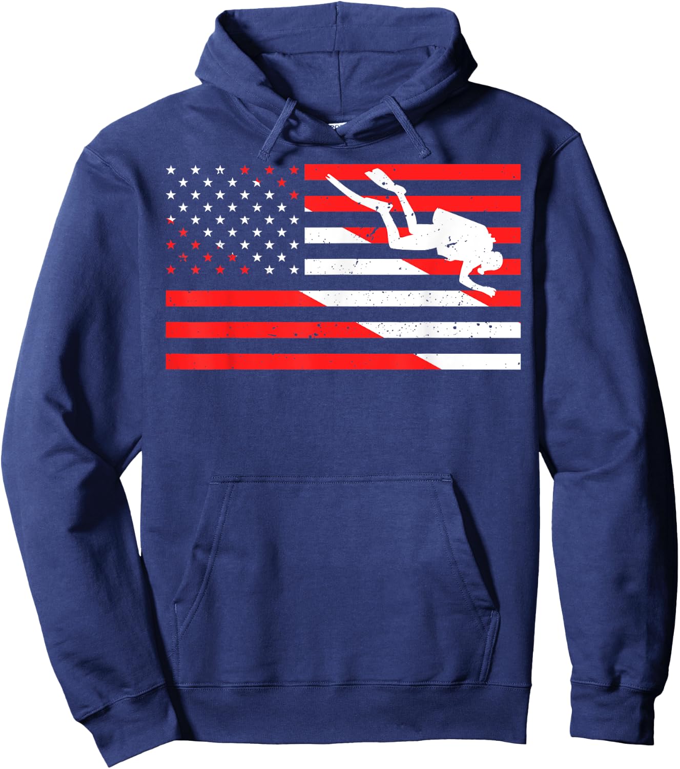 Funny Scuba Diving Design Scuba Dive US Flag Scuba Diver Hoodie - Hoodie | Navy