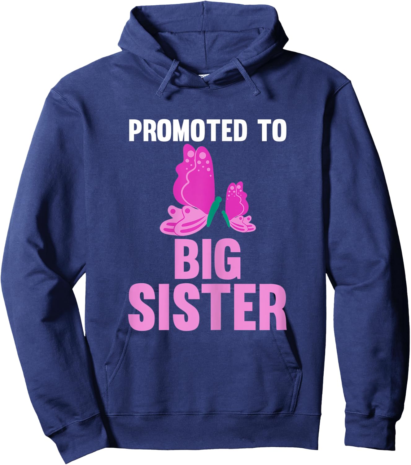 Promoted to Big Sister Butterfly Brother Hoodie - Hoodie | Navy
