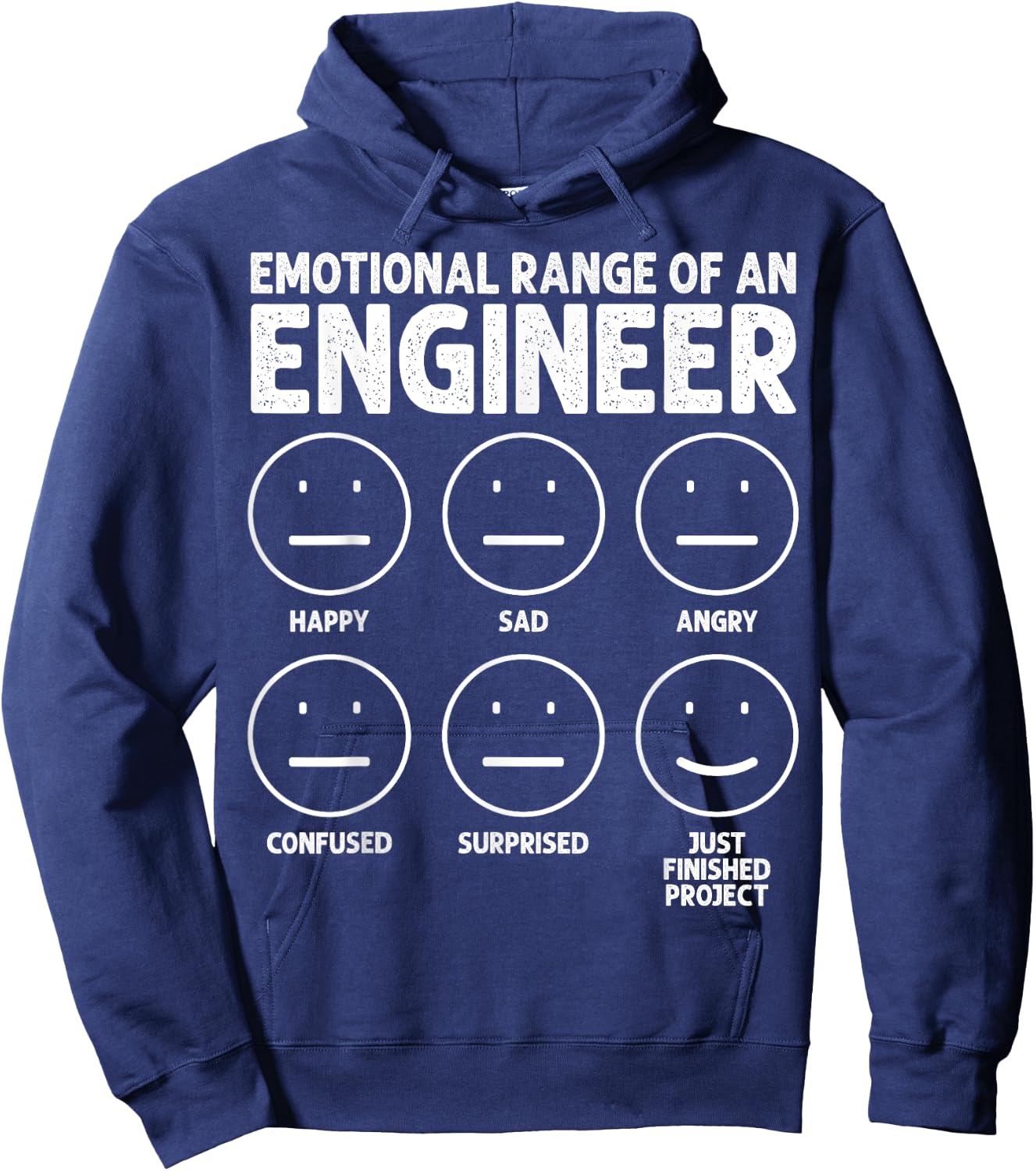 Funny Engineering Emotional Range Of An Engineer , Small, Black Hoodie - Hoodie | Navy