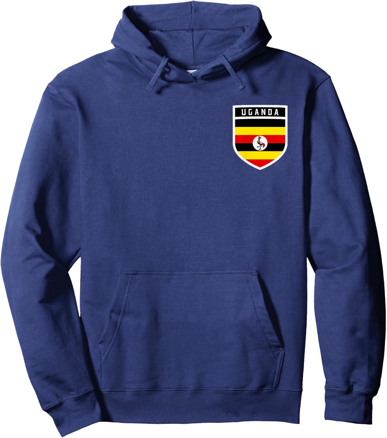 Ugandan Flag Shield Classic Pocket Badge Style Hoodie - Hoodie | Navy