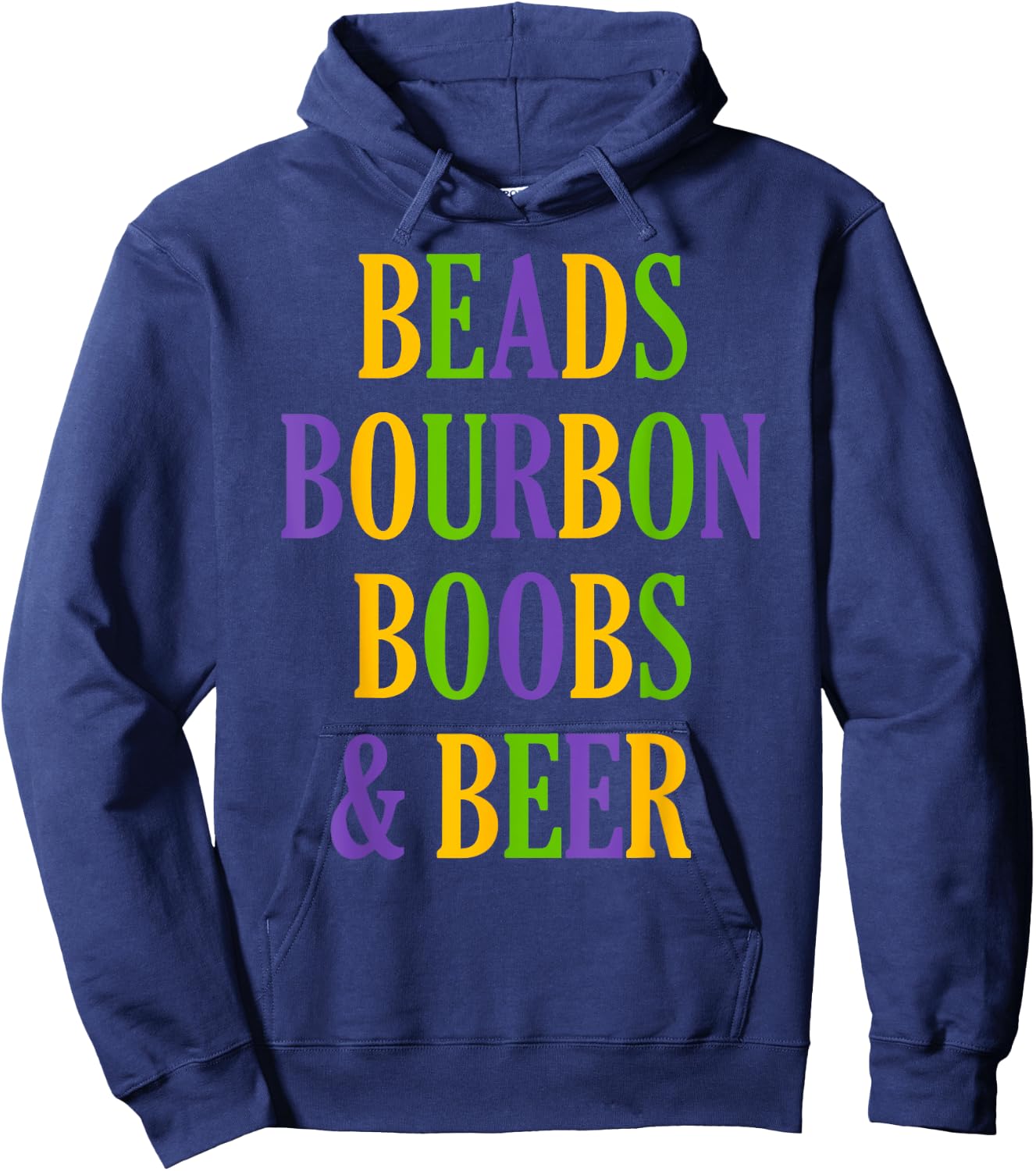 Beads Boobs and Beer Mardis Gras Fat Tuesday Hoodie - Hoodie | Navy