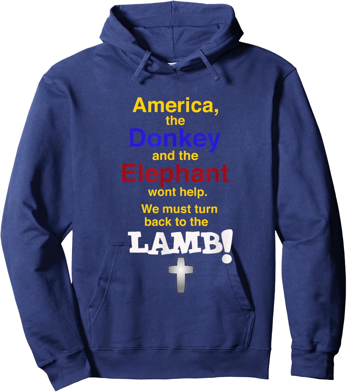 Elephant (Republican) and Donkey (Democrat) Lamb (Christian) Hoodie - Hoodie | Navy