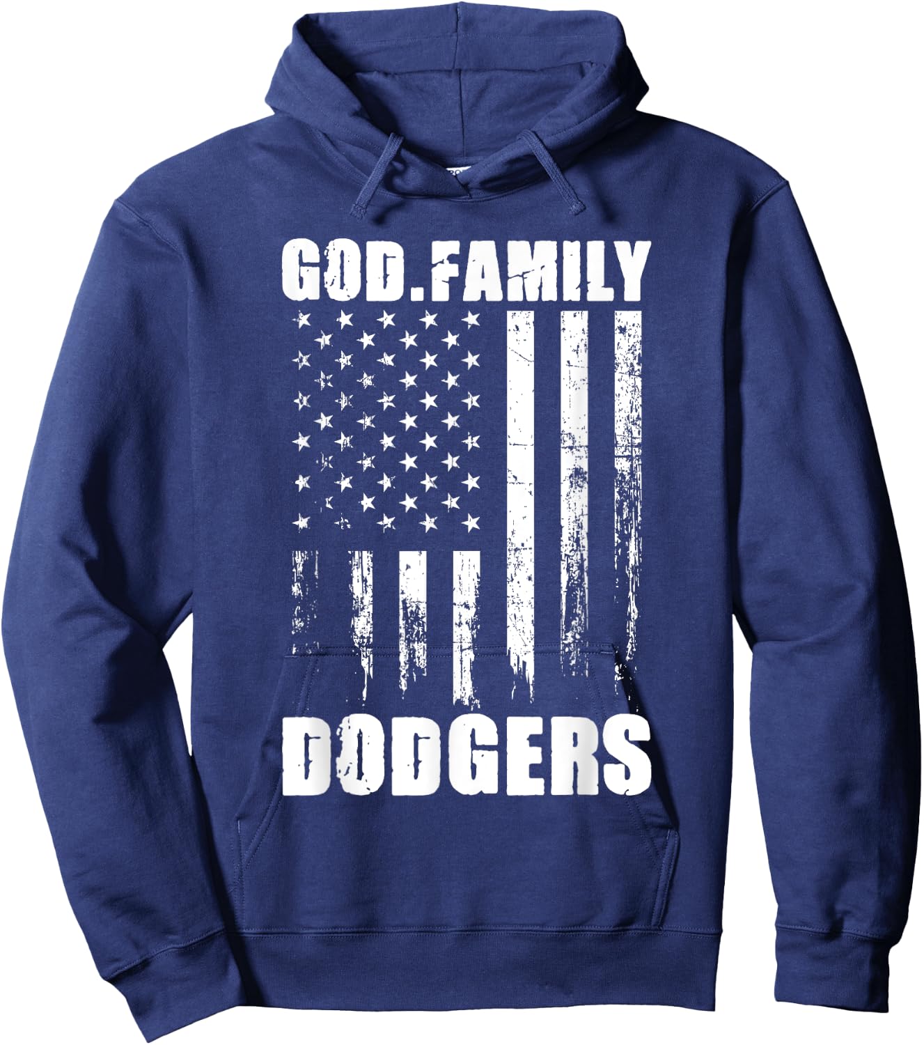 God. Family. Dodgers. Vintage USA Flag Hoodie - Hoodie | Navy