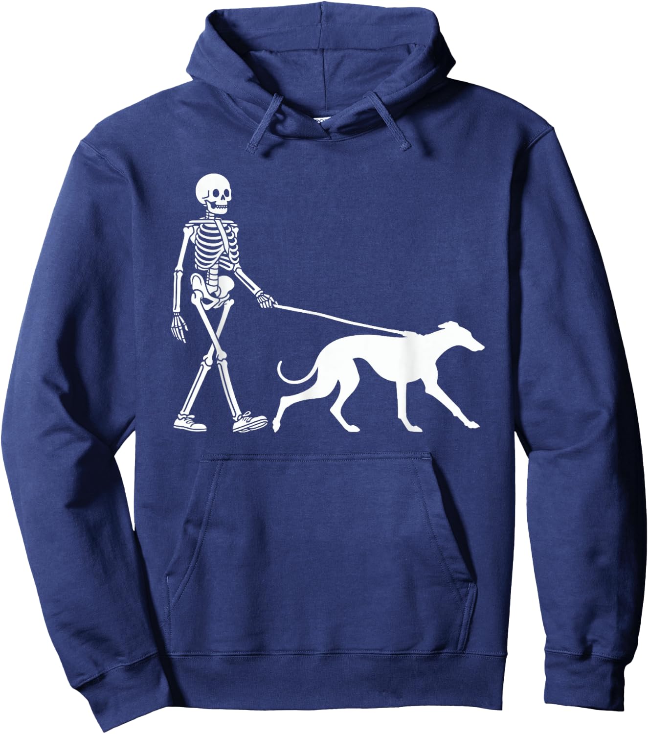 Skeleton Walking a Dog Greyhound Halloween Outfit Hoodie - Hoodie | Navy