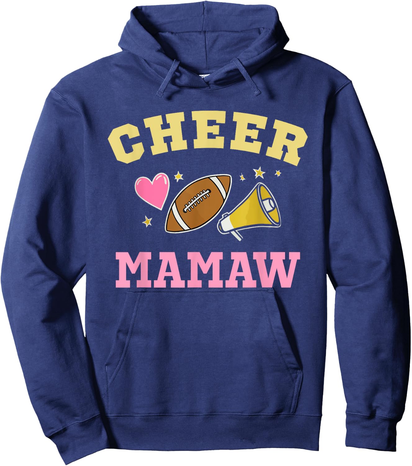 Cheer Mamaw Heart Fan Cheerleader Cheerleading Football Hoodie - Hoodie | Navy