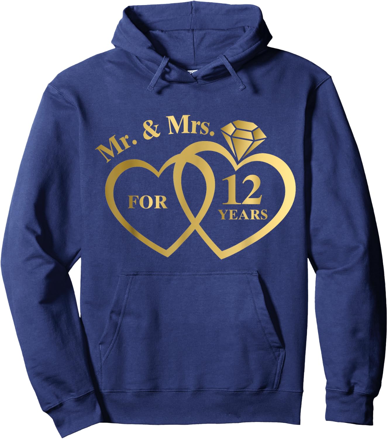Mr And Mrs For 12 Years 12th Wedding Anniversary Couple Hoodie - Hoodie | Navy