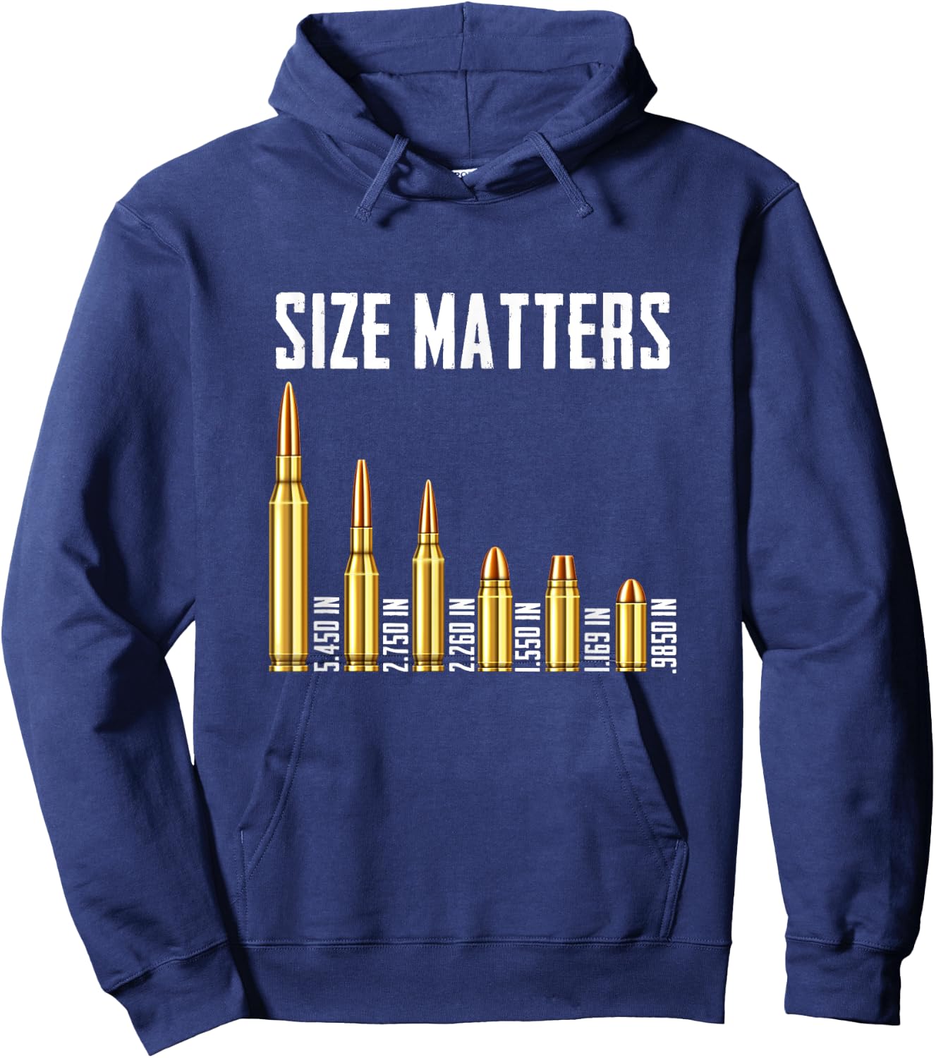 Retro Vintage Ammo Size a Matter Different-Caliber Bullets Hoodie - Hoodie | Navy