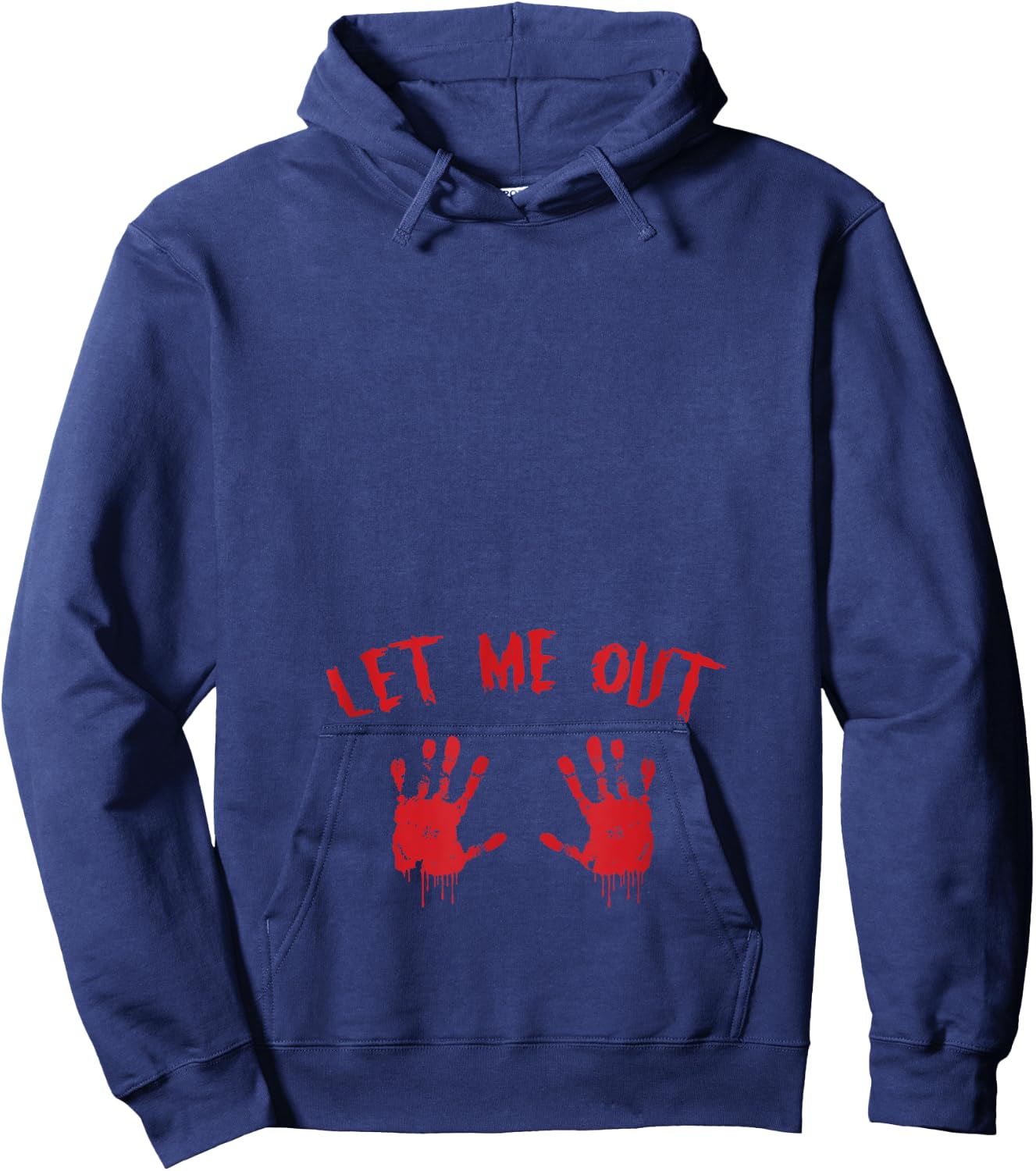 Let Me Out Bloody Hand Print Pregnant Halloween Costume Hoodie - Hoodie | Navy