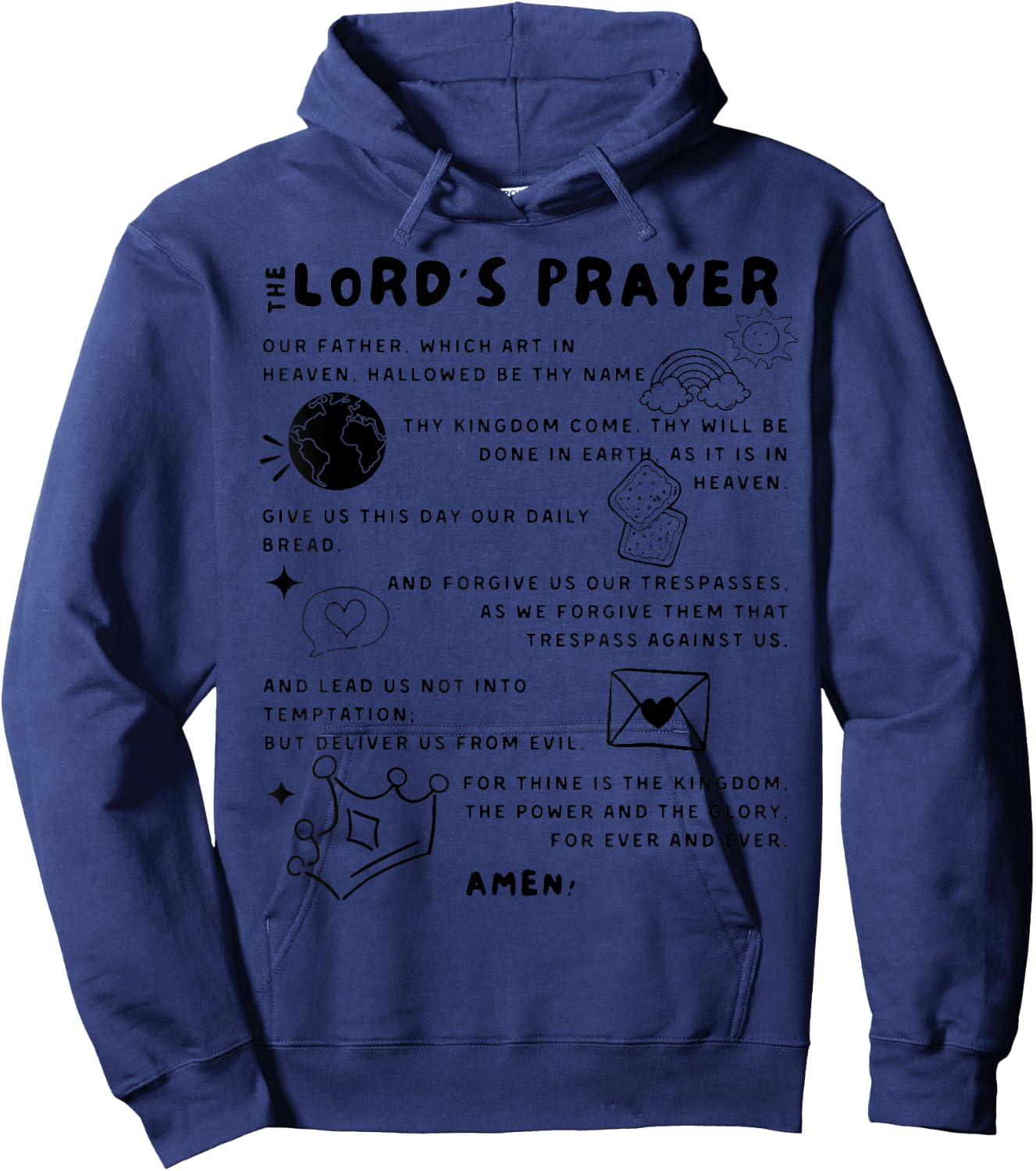 The Lord's Prayer Our Father Prayer God Bible Verse Clothing Hoodie - Hoodie | Navy
