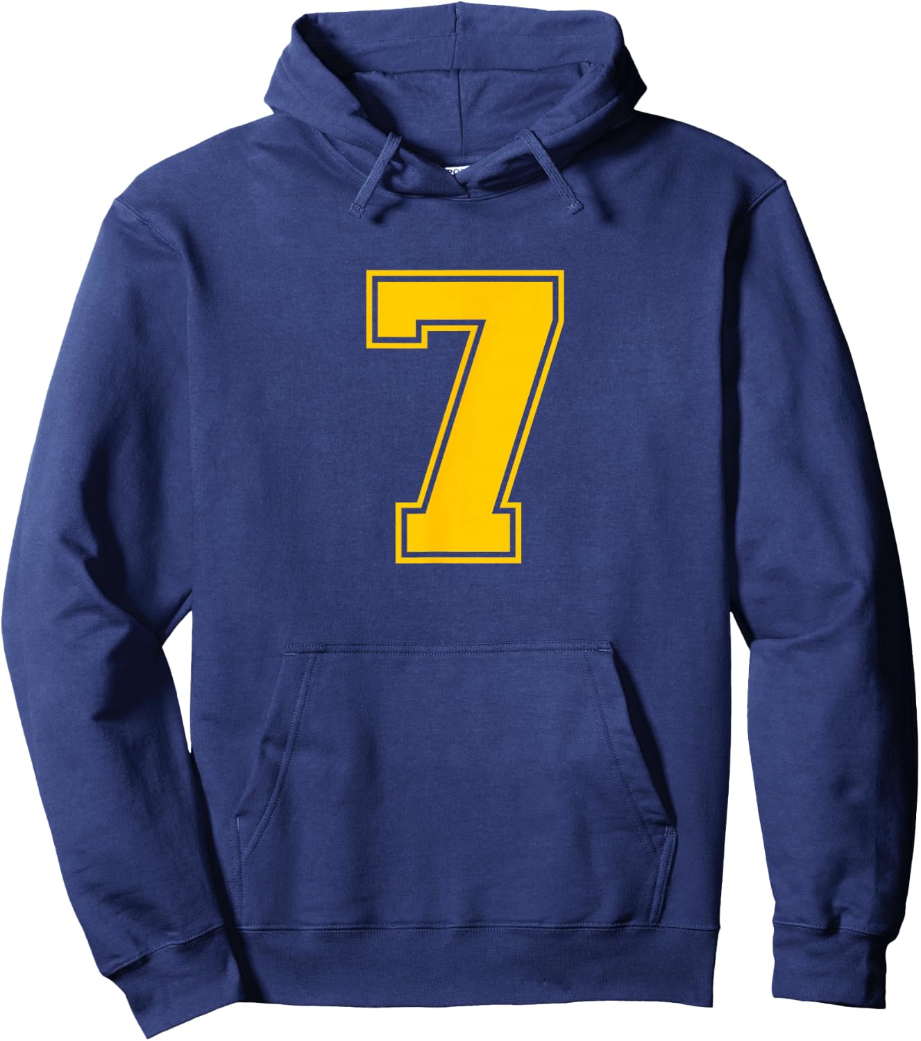 Yellow Sports Team Number #7 Hoodie - Hoodie | Navy