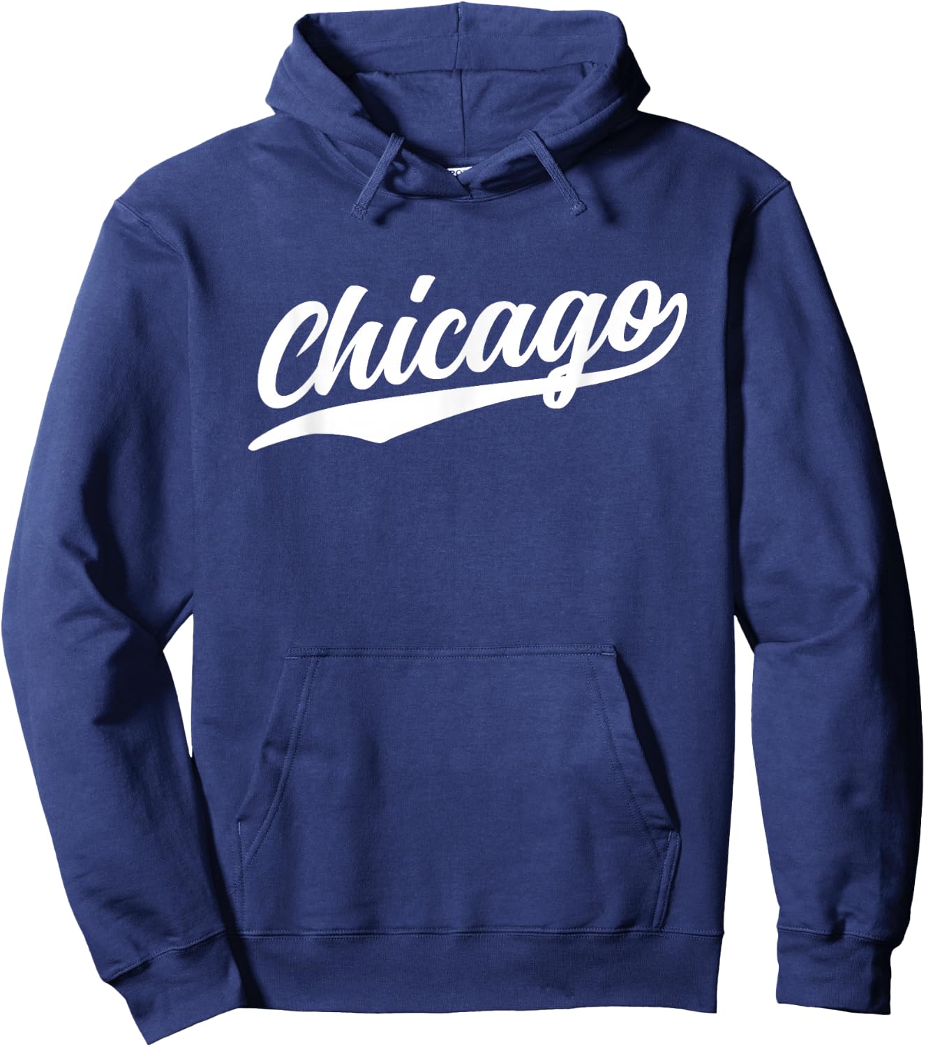 Chicago Illinois Cool Retro Script 1970s White Text Vintage Hoodie - Hoodie | Navy