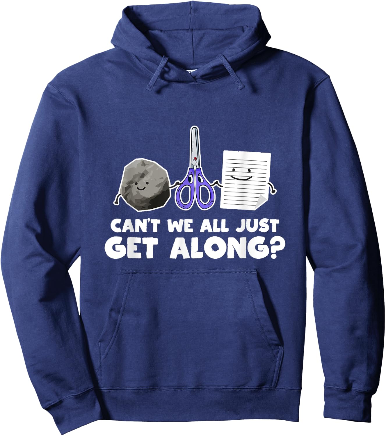 Can't We All Just Get Along Shirt Funny Rock Paper Scissors Hoodie - Hoodie | Navy