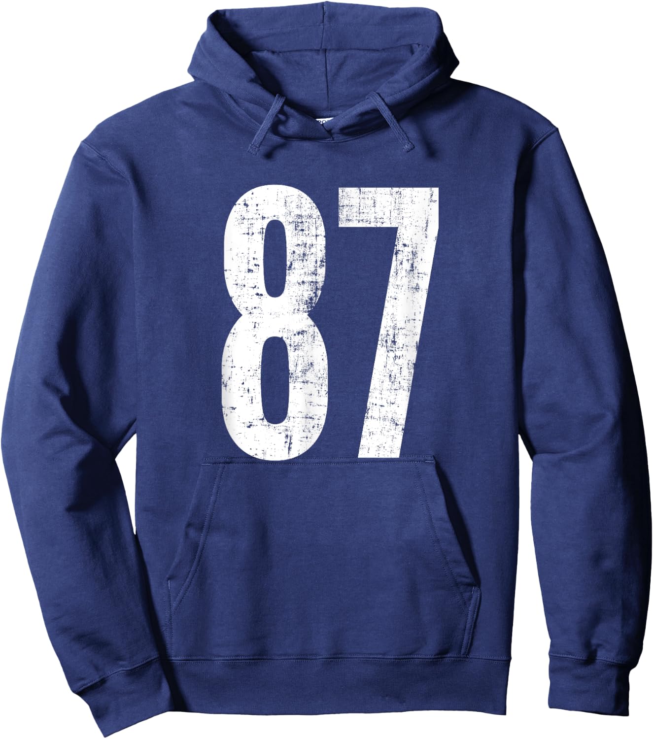 Number 87 Eighty-Seven Distressed Vintage Sport Team Players Hoodie - Hoodie | Navy